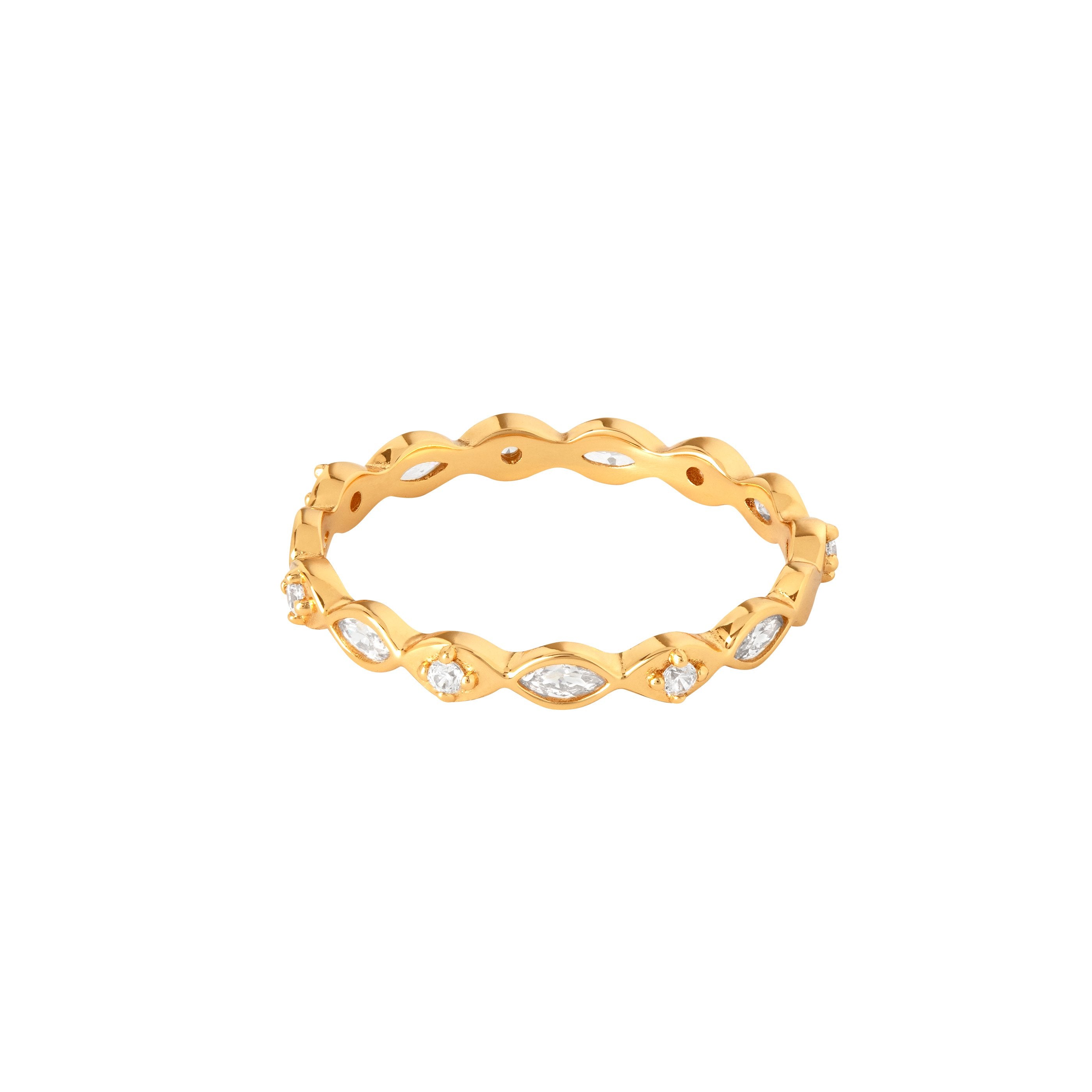 Navette Crystal Band Ring in Gold