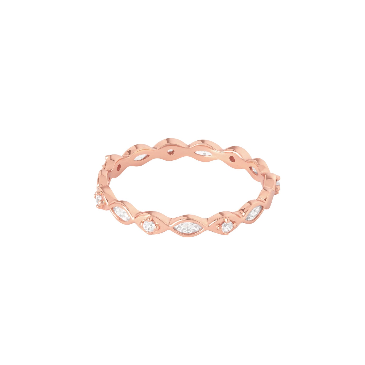 Navette Crystal Band Ring in Rose Gold