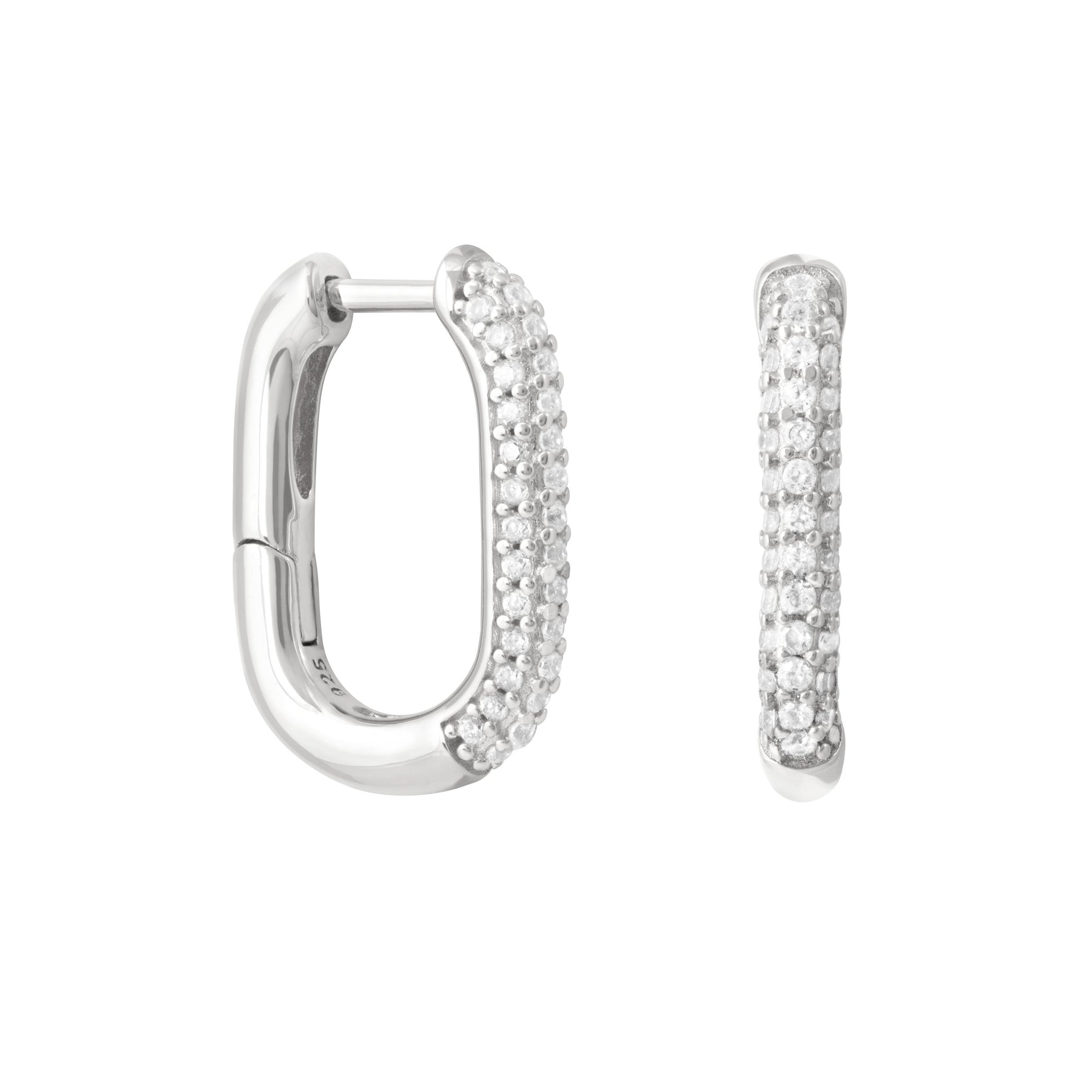 Rectangular Glimmer Hoops in Silver
