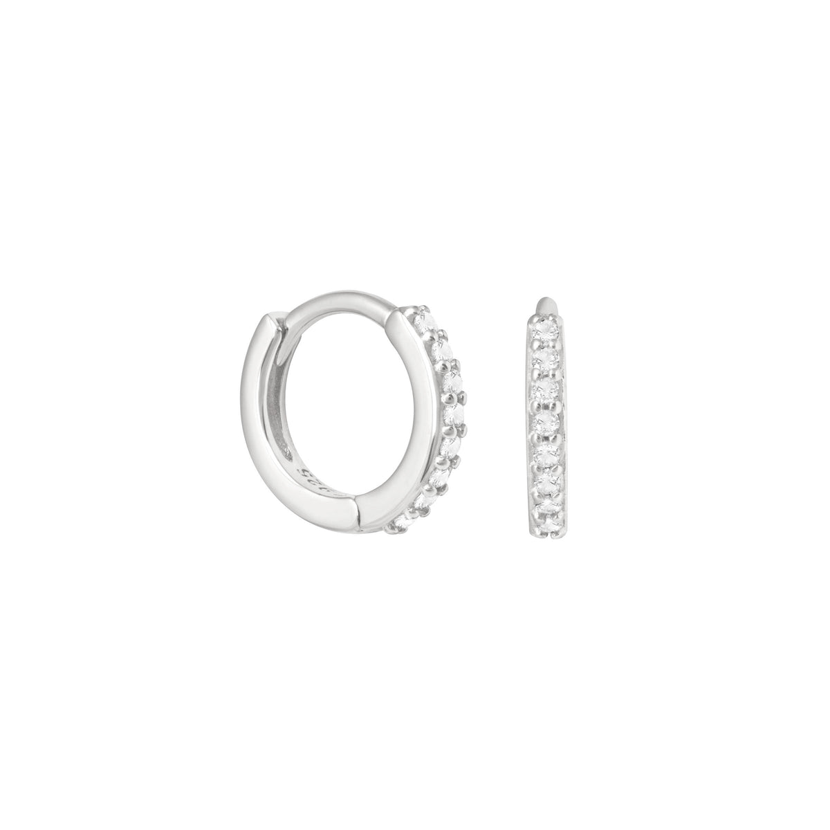 April Birthstone Huggies in Silver with Clear CZ