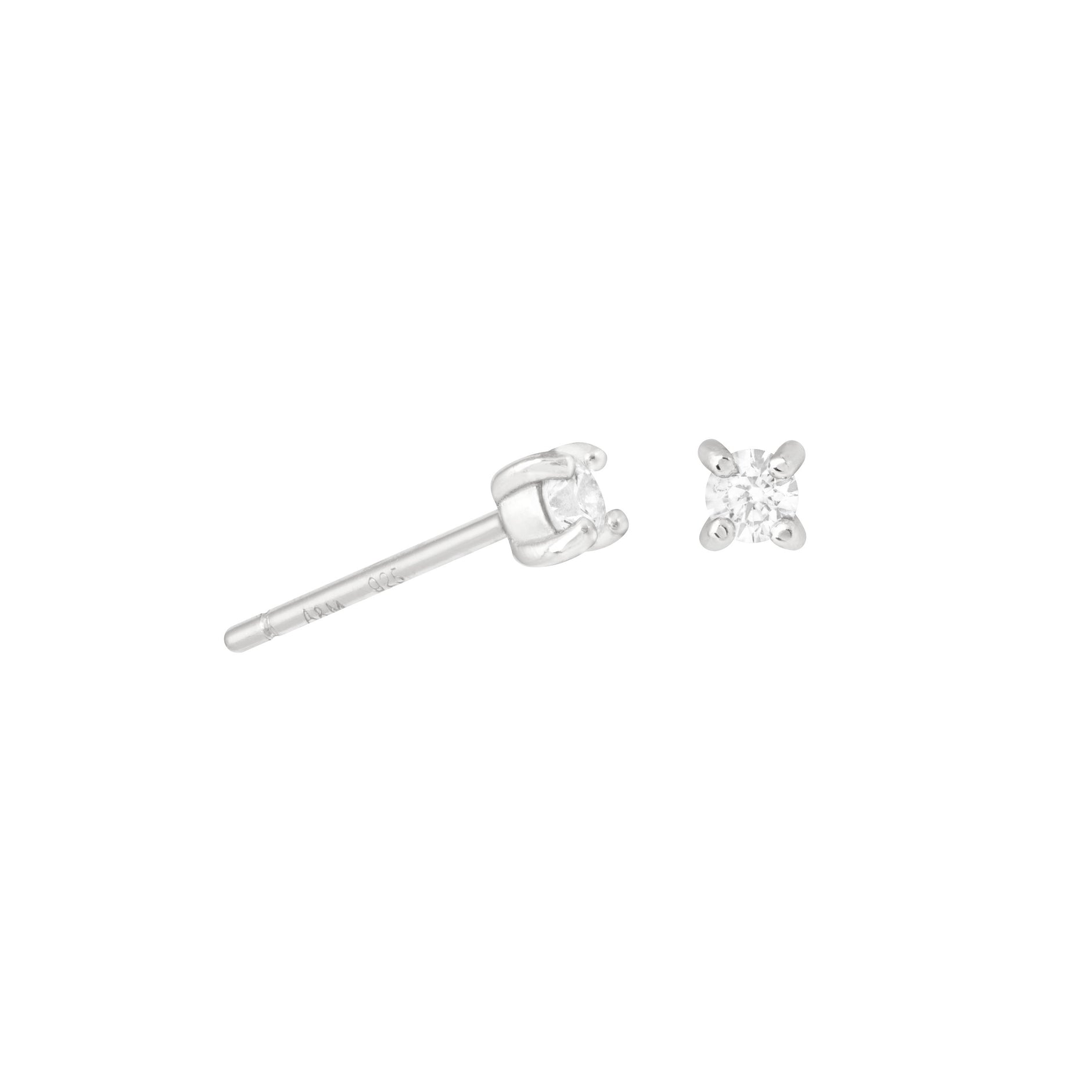 April Birthstone Stud Earrings in Silver with Clear CZ