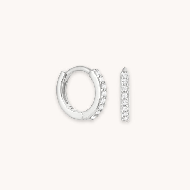 April Birthstone Huggies in Silver with Clear CZ