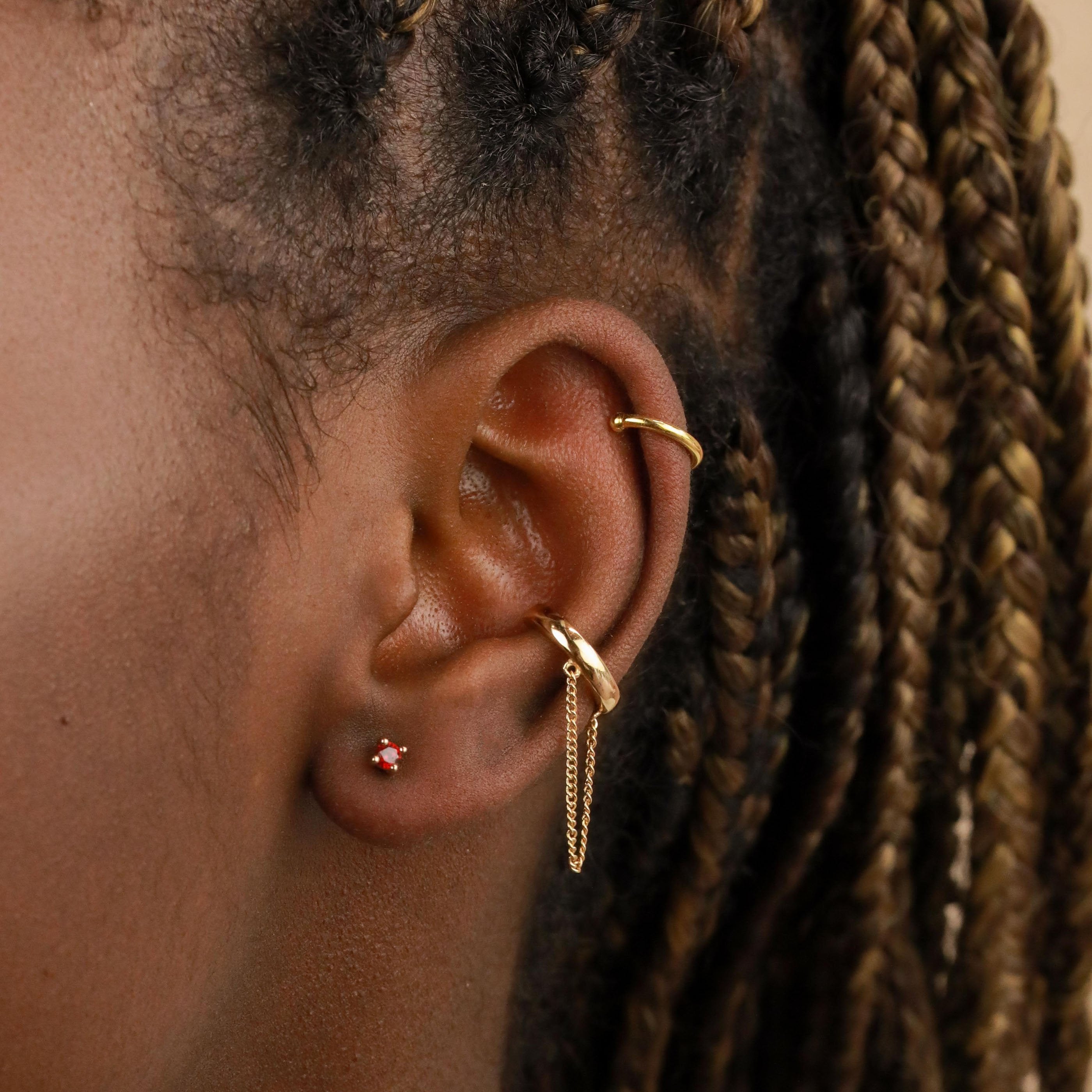 January Birthstone Stud Earrings in Gold with Garnet CZ