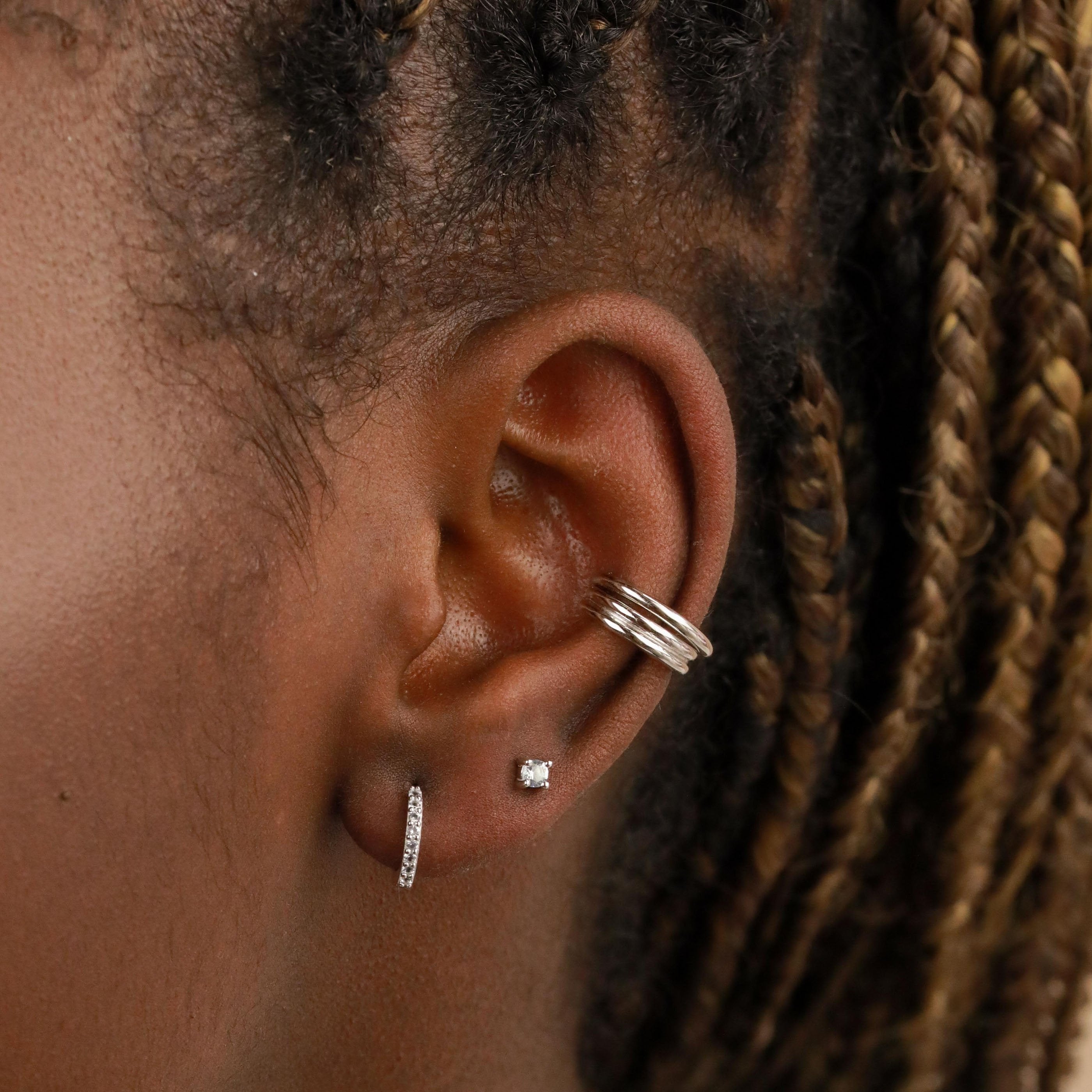 March Birthstone Stud Earrings in Silver with Aquamarine CZ