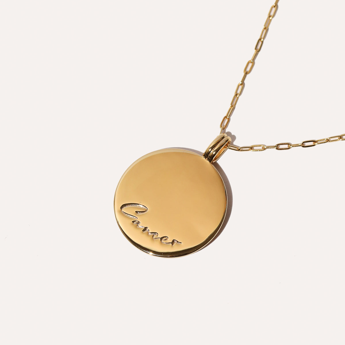Cancer Bold Zodiac Pendant Necklace in Gold back