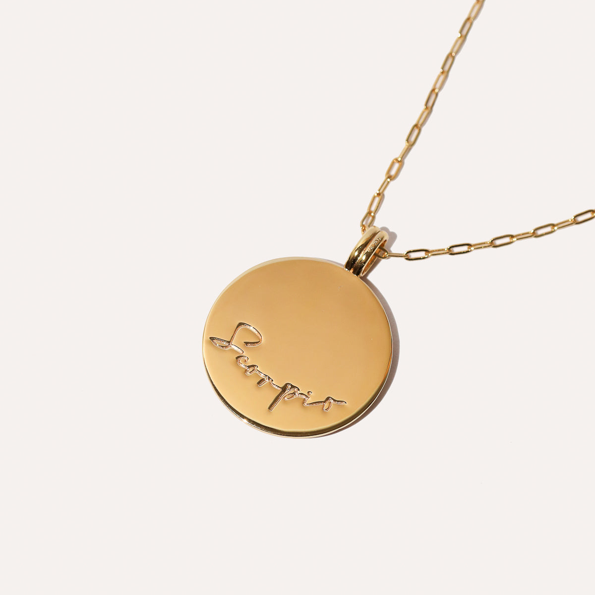 Scorpio Bold Zodiac Pendant Necklace in Gold back