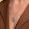 Aquarius Bold Zodiac Pendant Necklace in Silver Worn