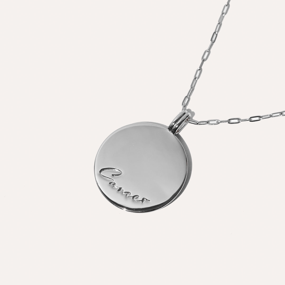 Cancer Bold Zodiac Pendant Necklace in silver back