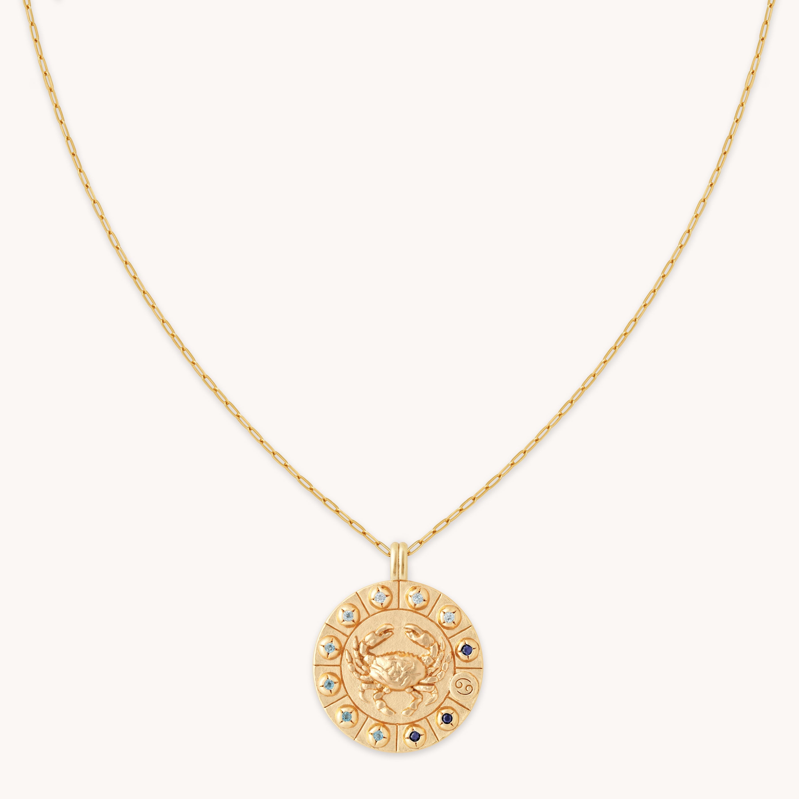 Cancer Bold Zodiac Pendant Necklace in Gold