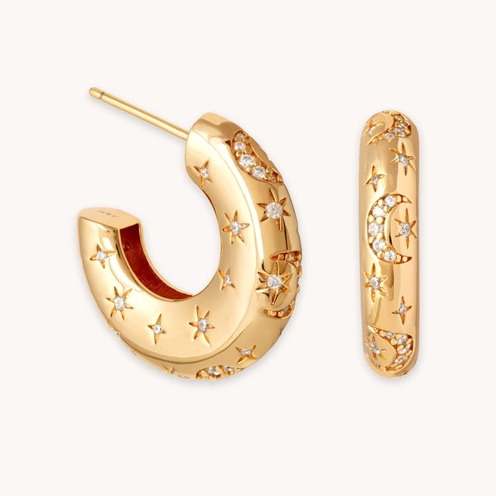 Cosmic Dome Hoops in Gold
