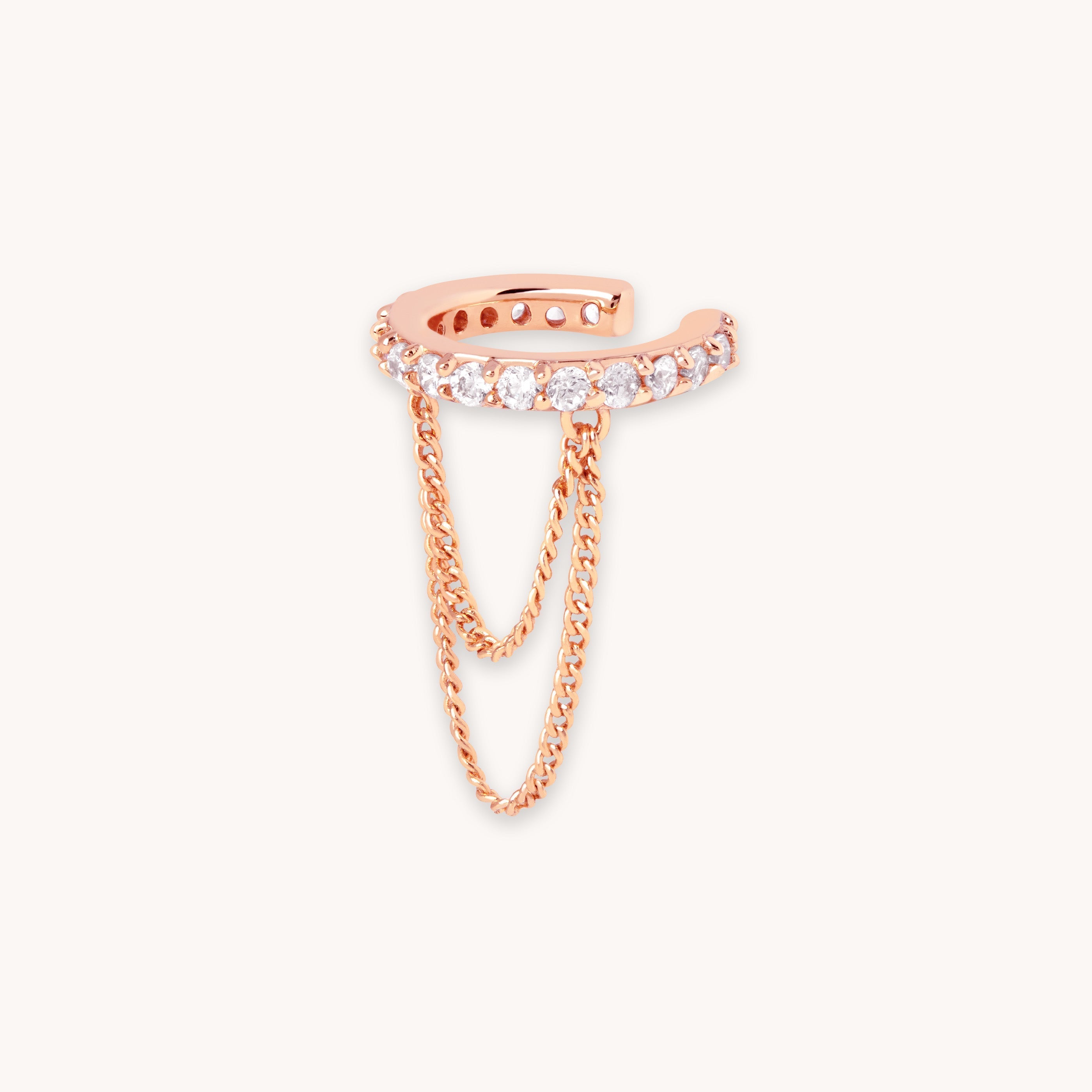 Crystal Chain Ear Cuff in Rose Gold