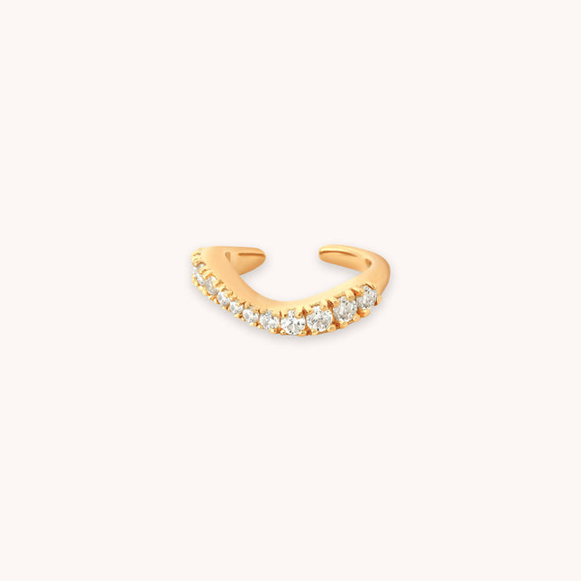Wave Crystal Ear Cuff in Gold Cut Out