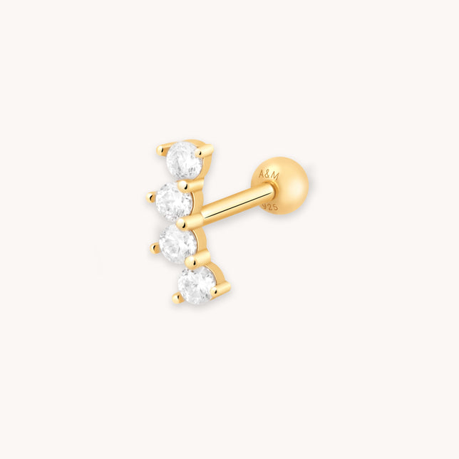 Curved Crystal Barbell in Gold