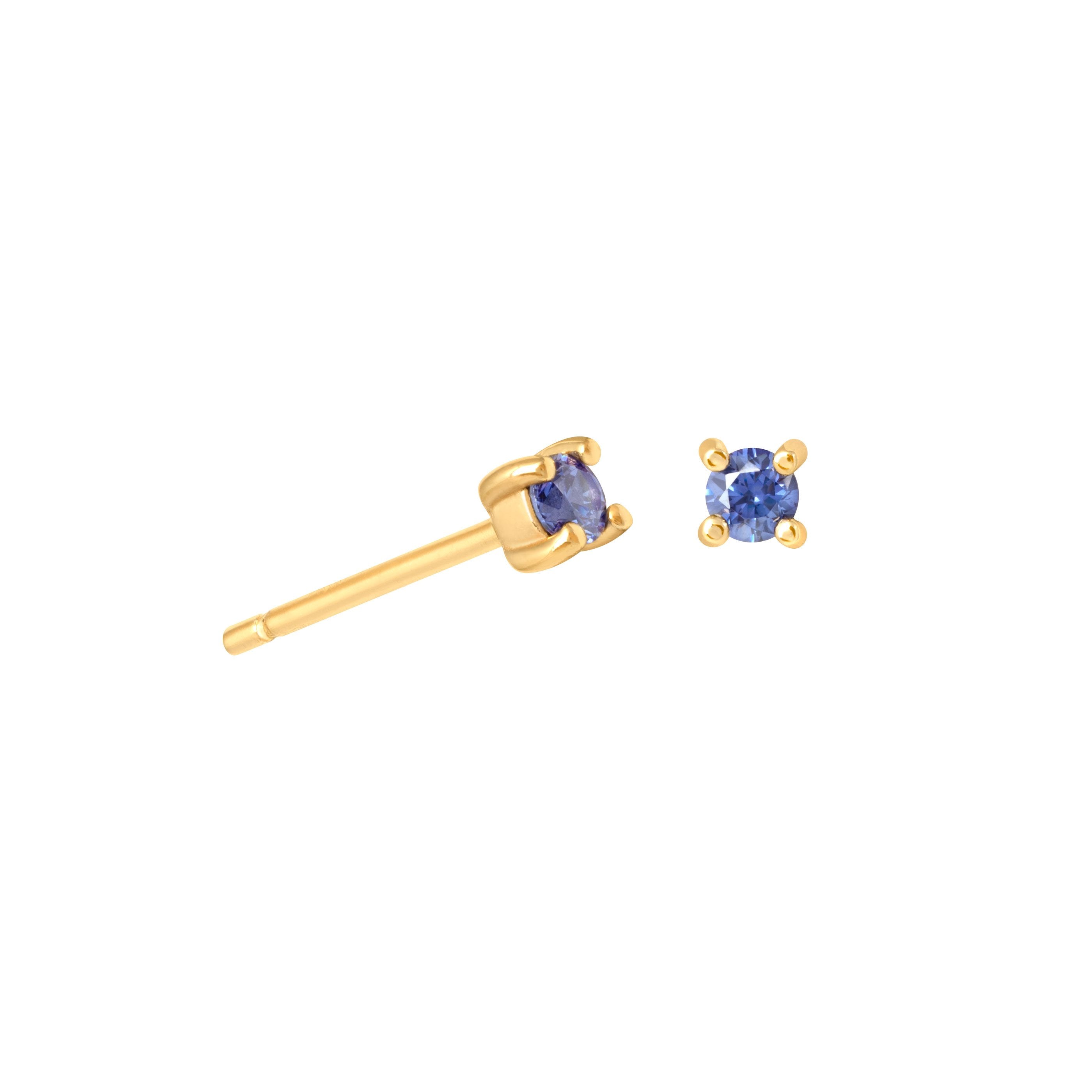 December Birthstone Stud Earrings in Gold with Tanzanite CZ