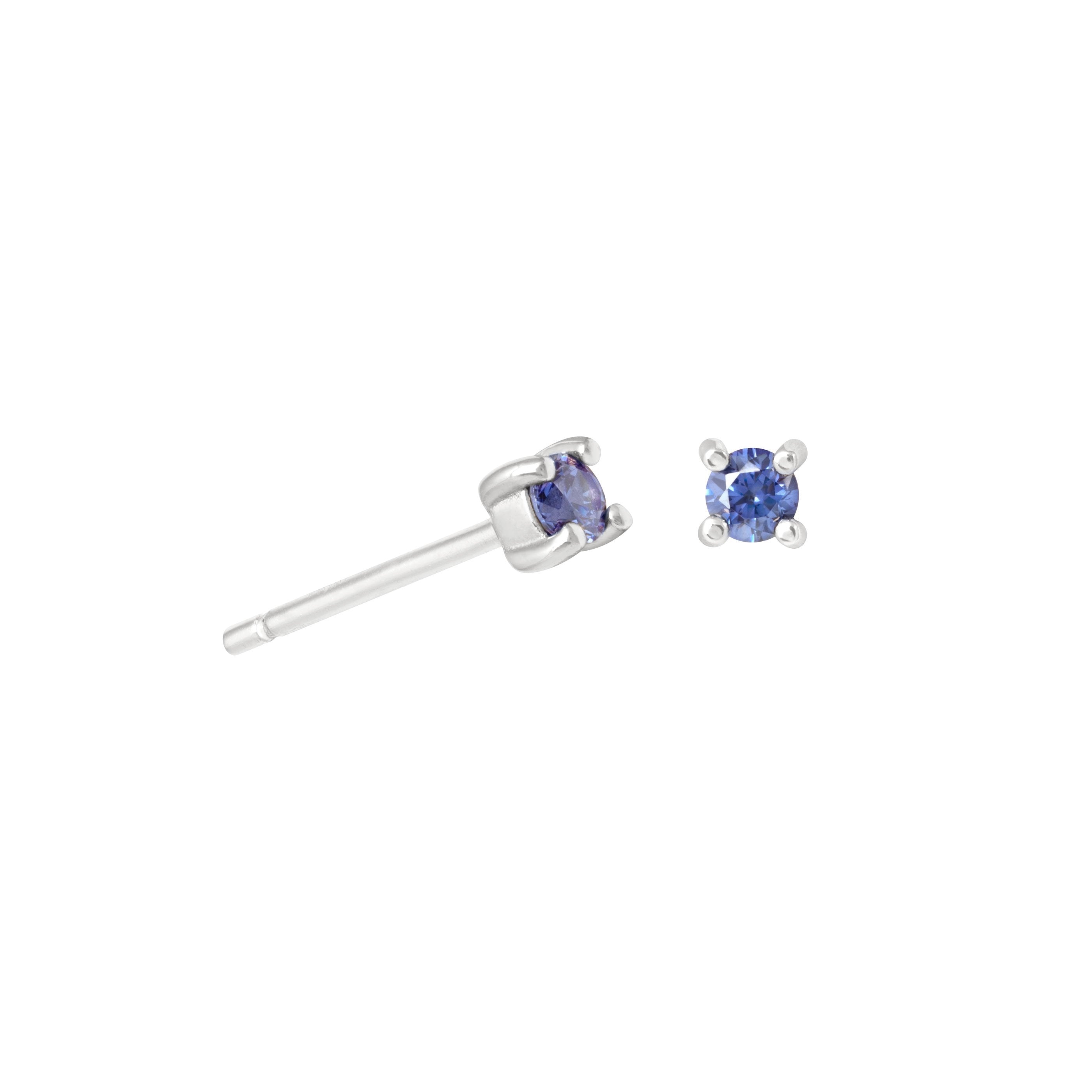 December Birthstone Stud Earrings in Silver with Tanzanite CZ