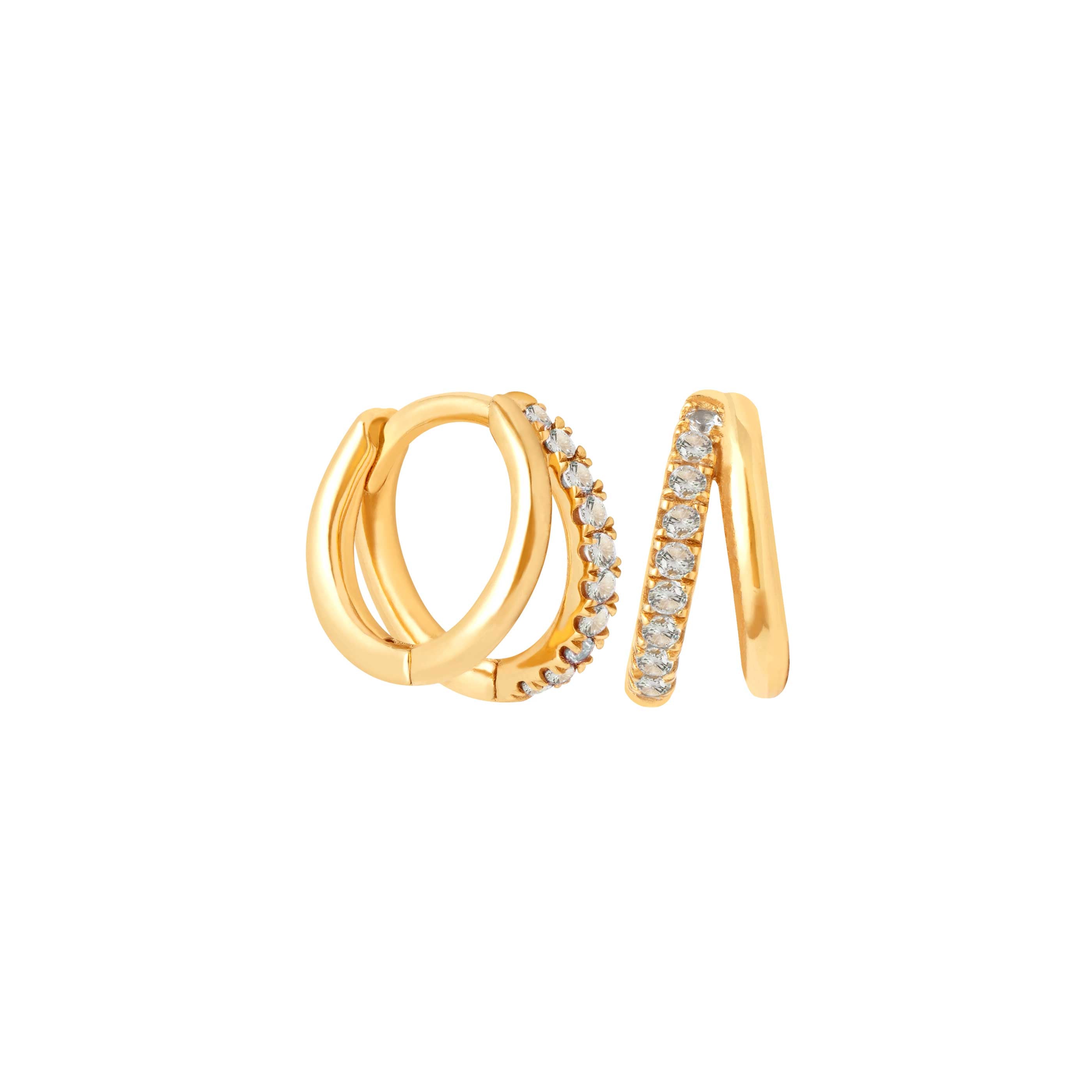 Duo Aquamarine Hoops in Gold