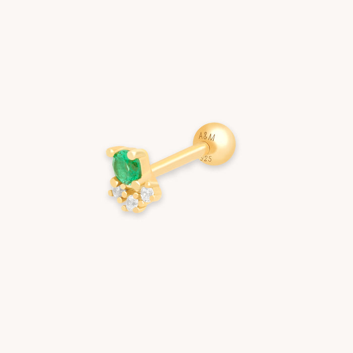 Emerald & Crystal Barbell in Gold