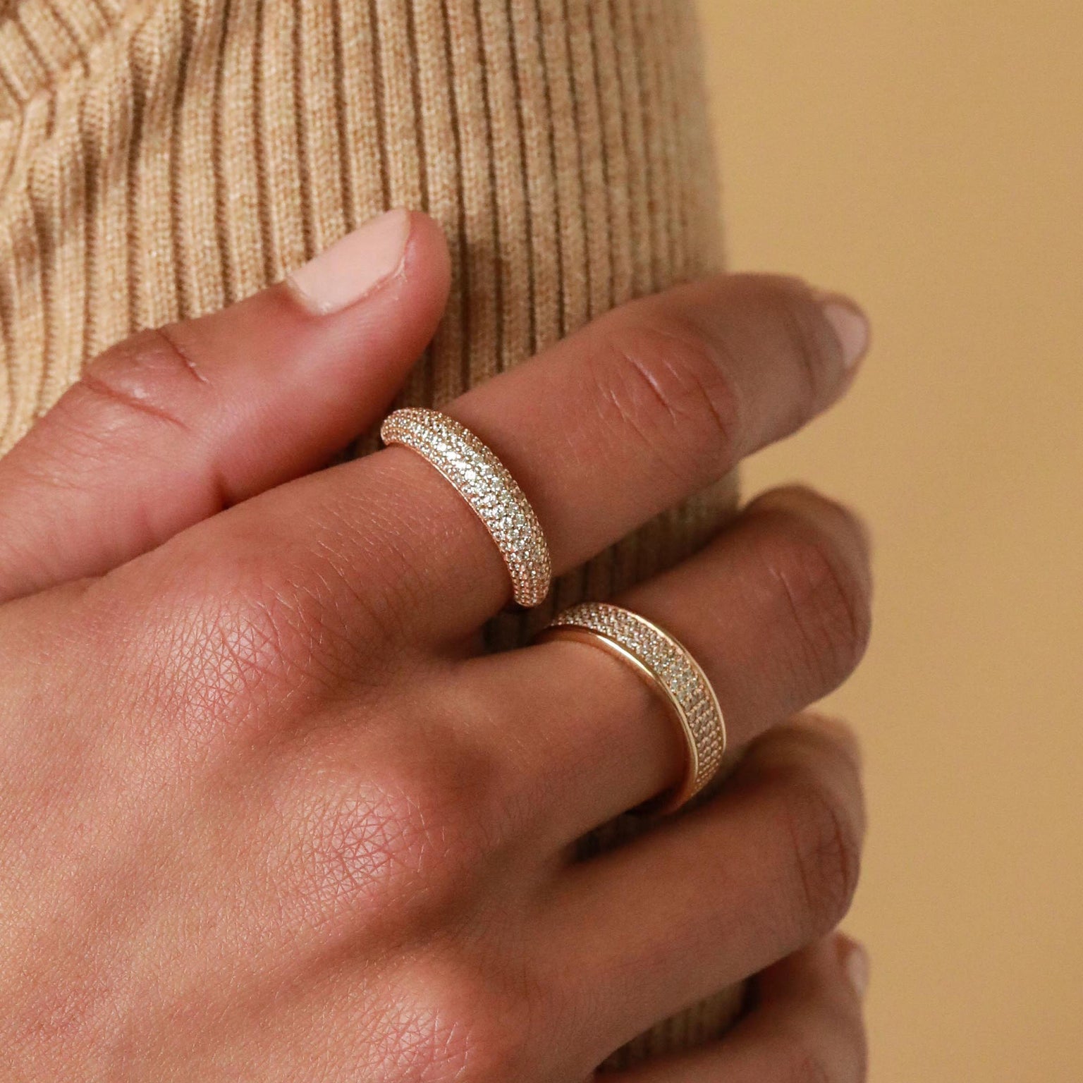 Glimmer Pave Dome Ring in Gold