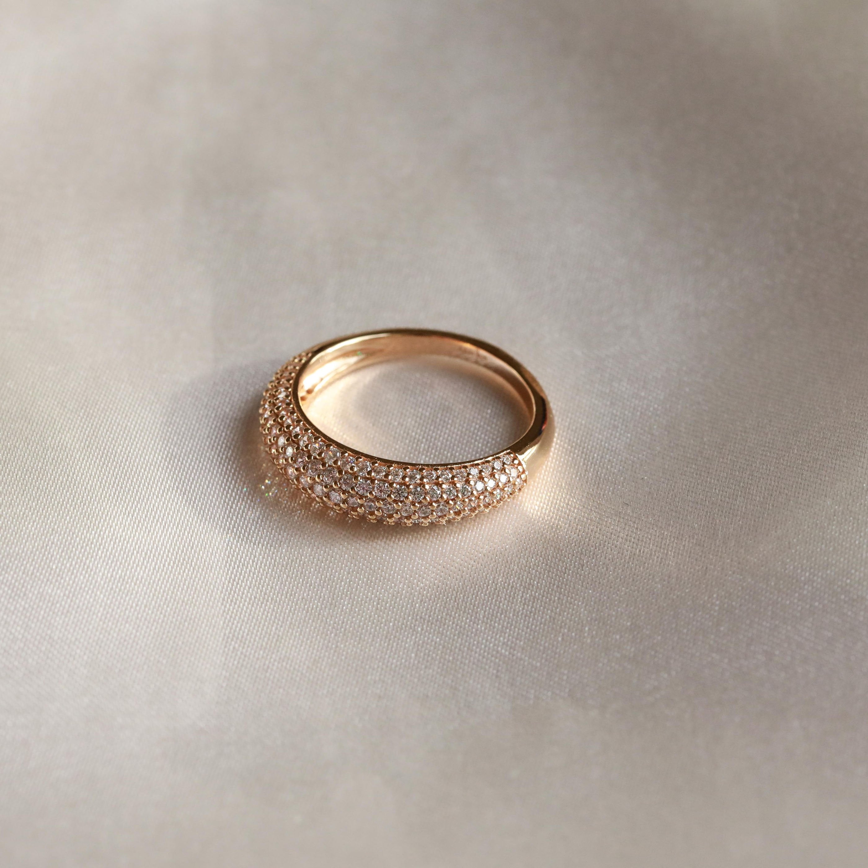 Glimmer Pave Dome Ring in Gold