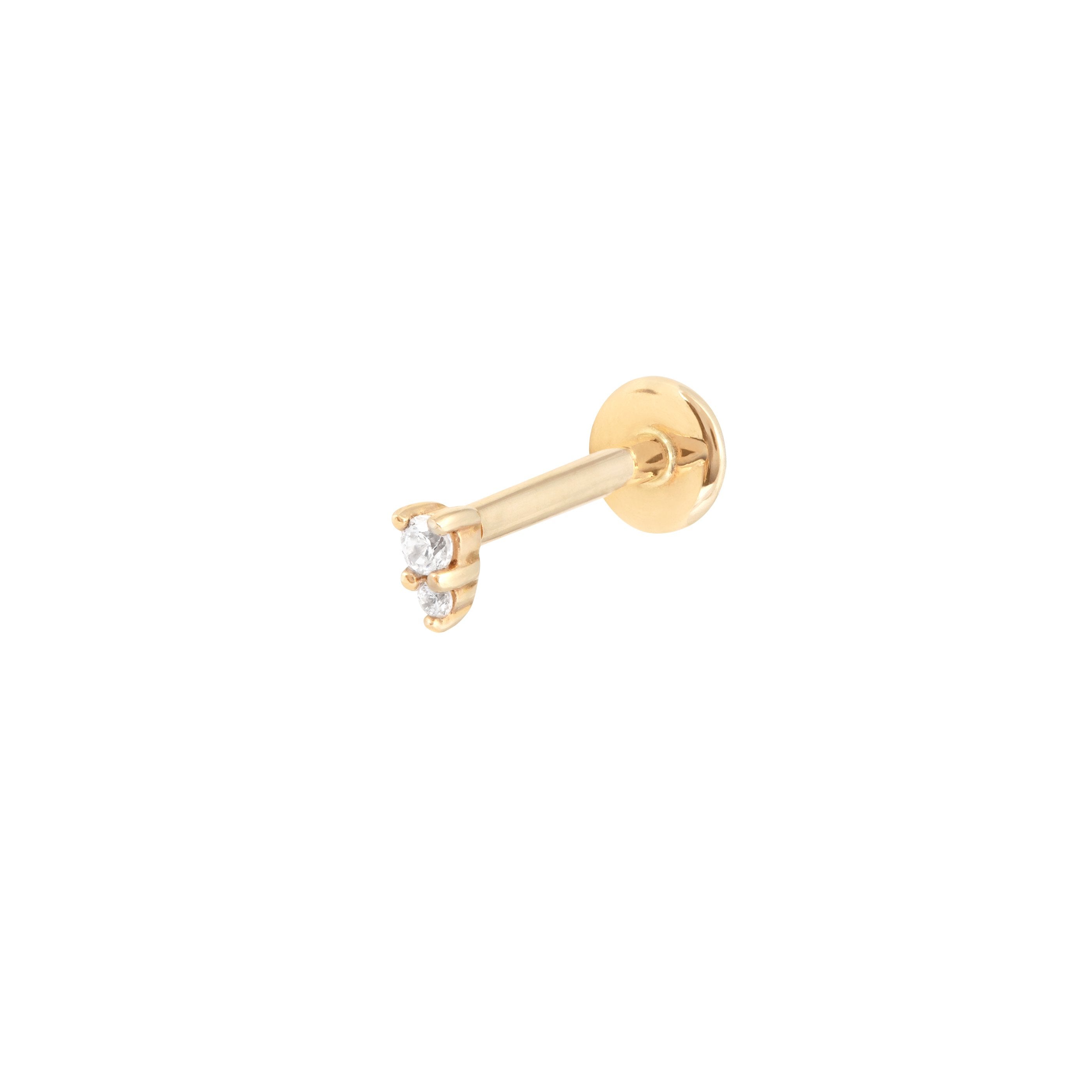 Solid Gold Stacked Crystal Piercing Stud