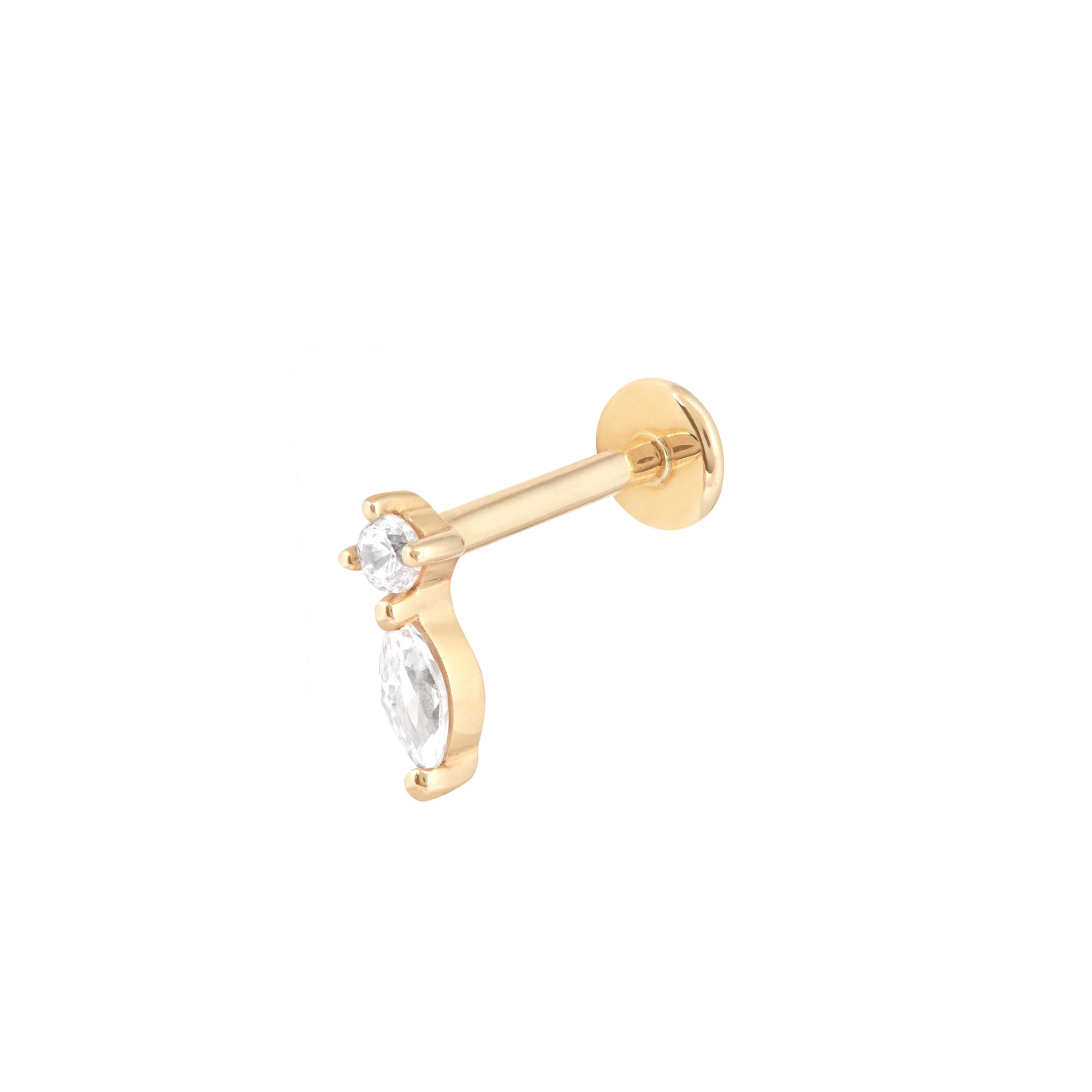 Solid Gold Teardrop Piercing Stud