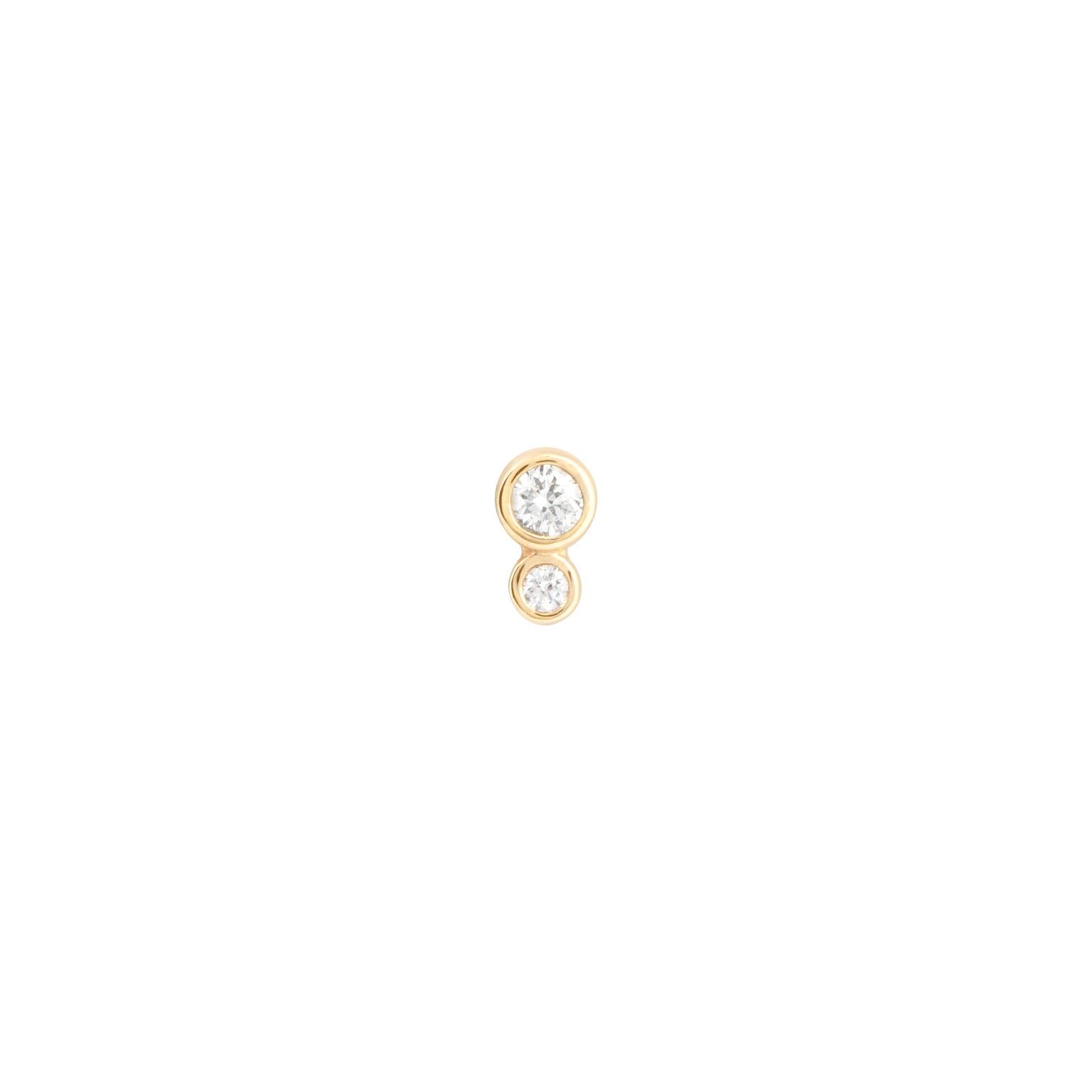 Solid Gold Double Topaz Piercing Stud