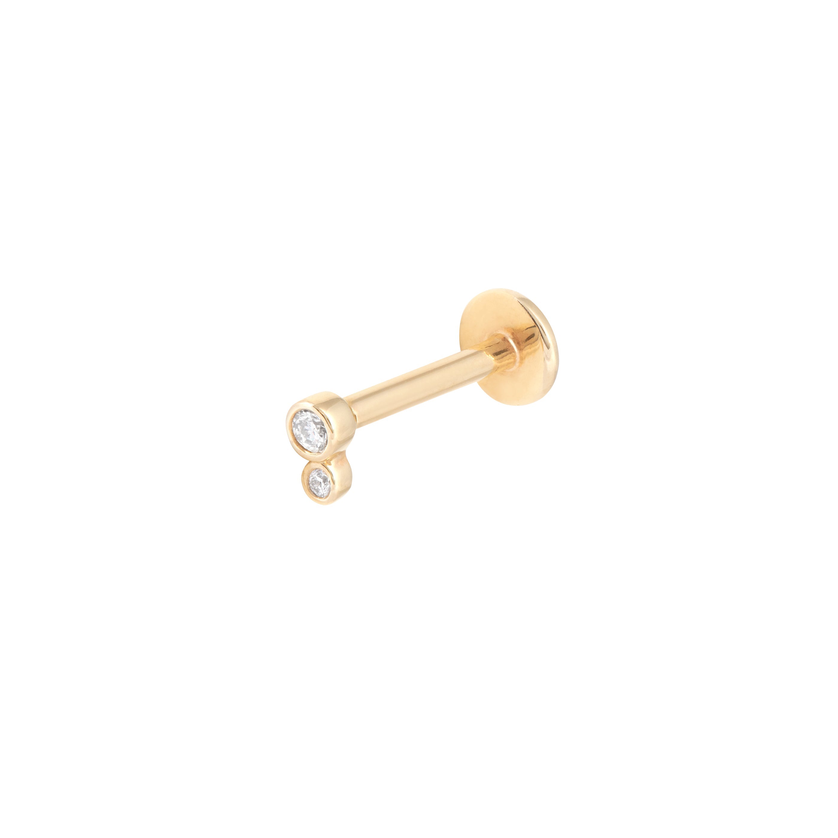 Solid Gold Double Topaz Piercing Stud