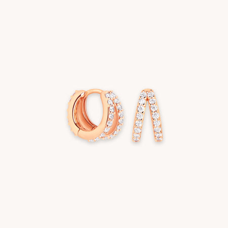 Pandora Crossover Pavé Rose Gold-Plated Hoop Earrings | REEDS Jewelers