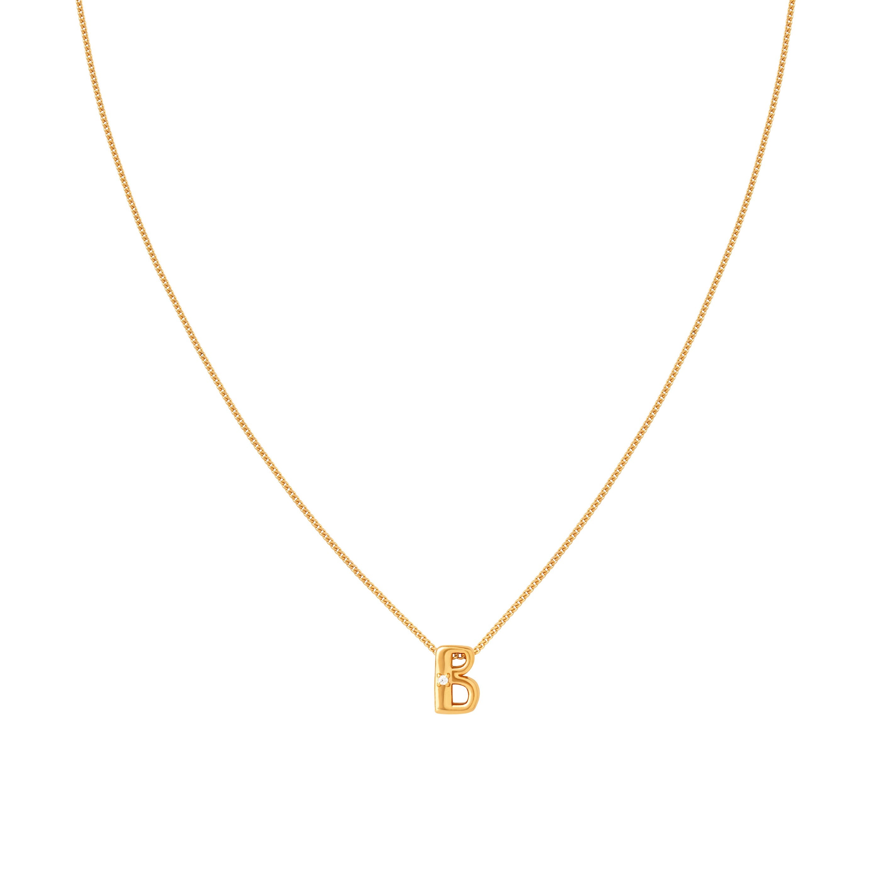 B Initial Pendant Necklace in Gold