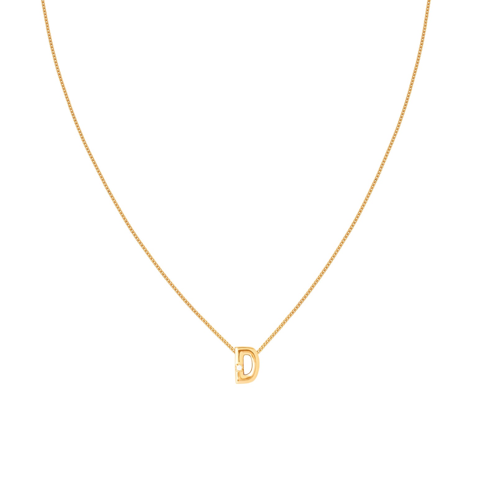 D Initial Pendant Necklace in Gold