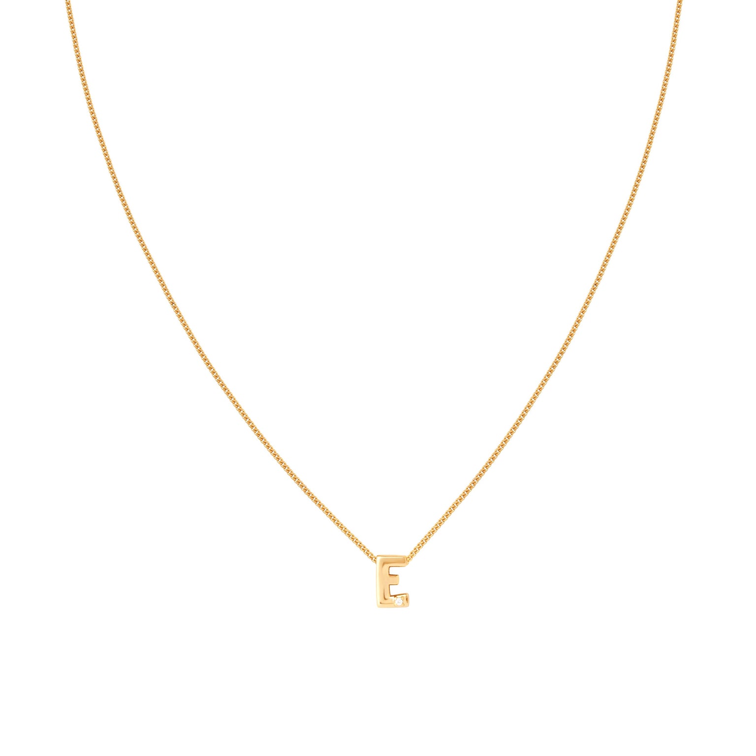 E Initial Pendant Necklace in Gold