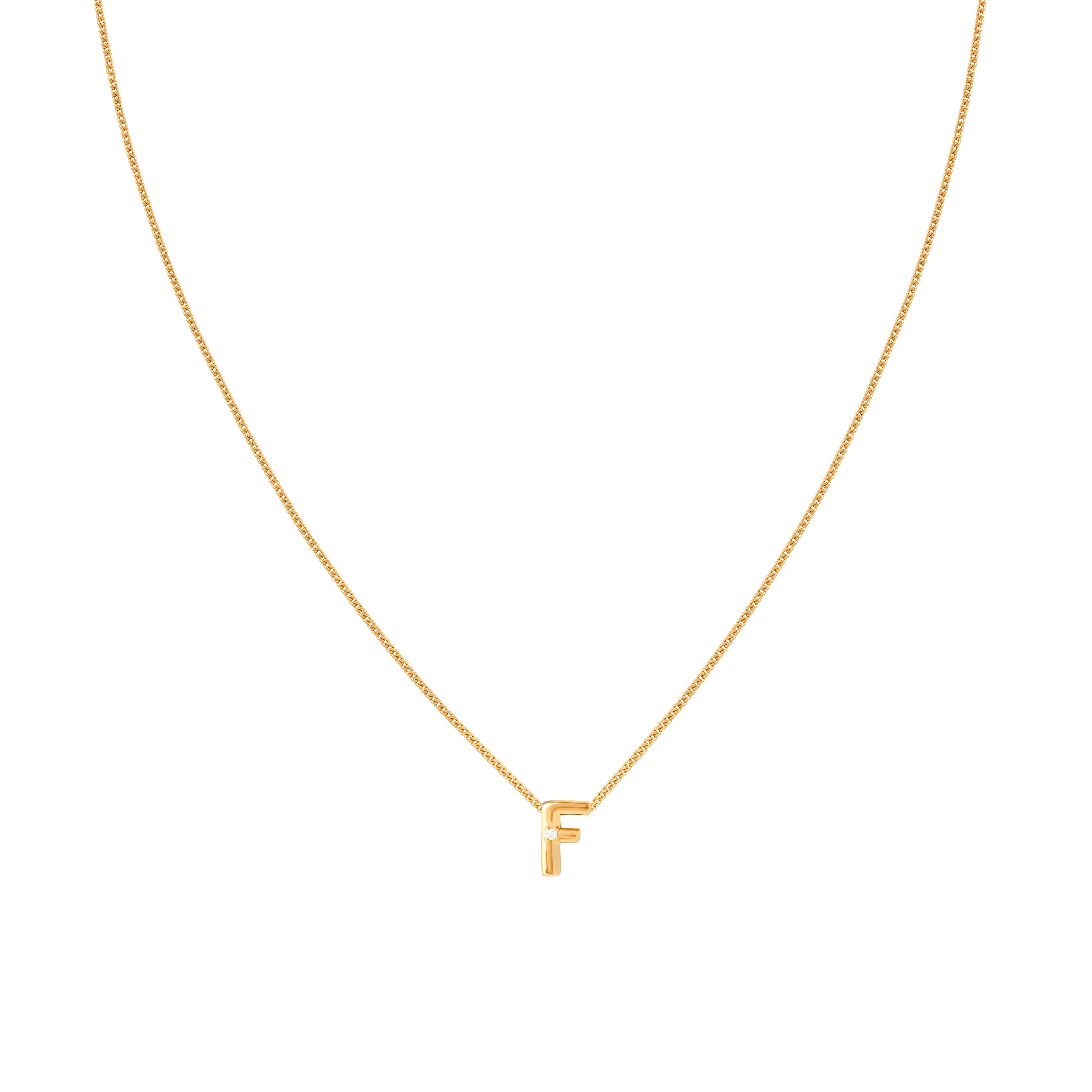 F Initial Pendant Necklace in Gold