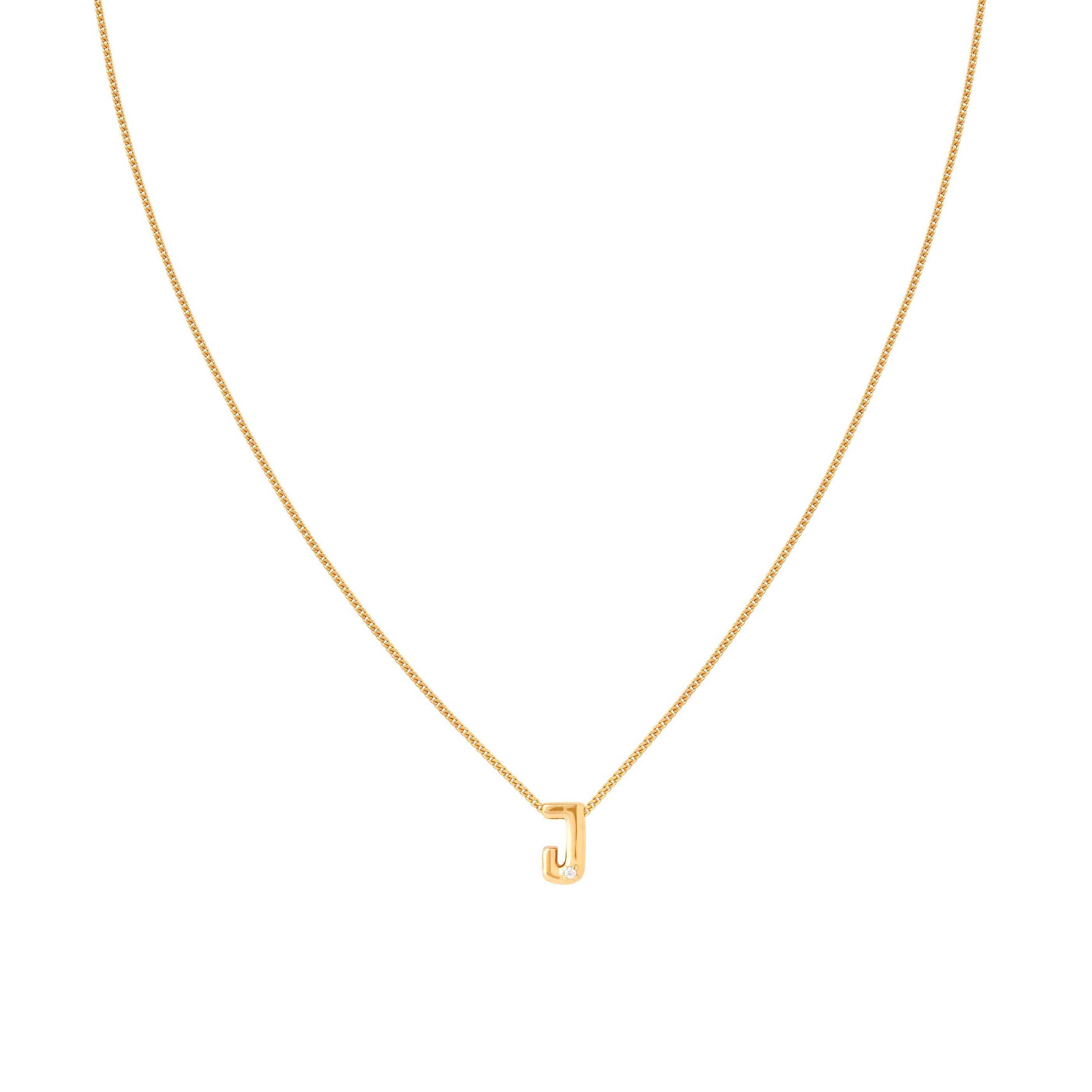 J Initial Pendant Necklace in Gold