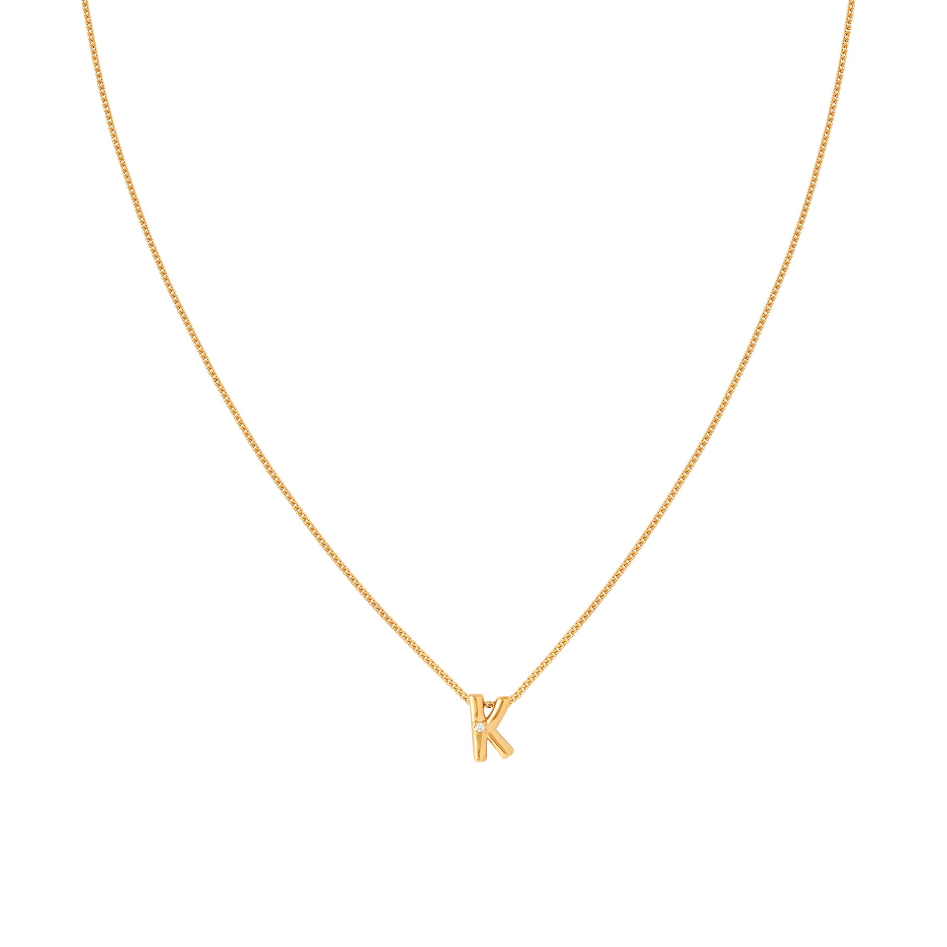 K Initial Pendant Necklace in Gold