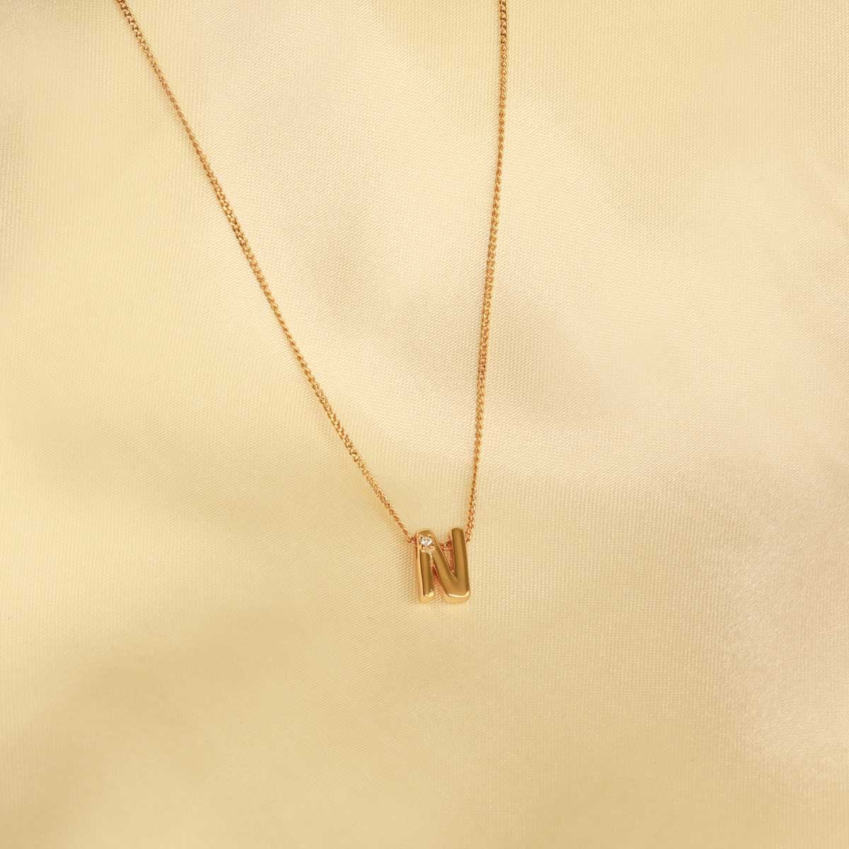 N Gold Initial Pendant Necklace