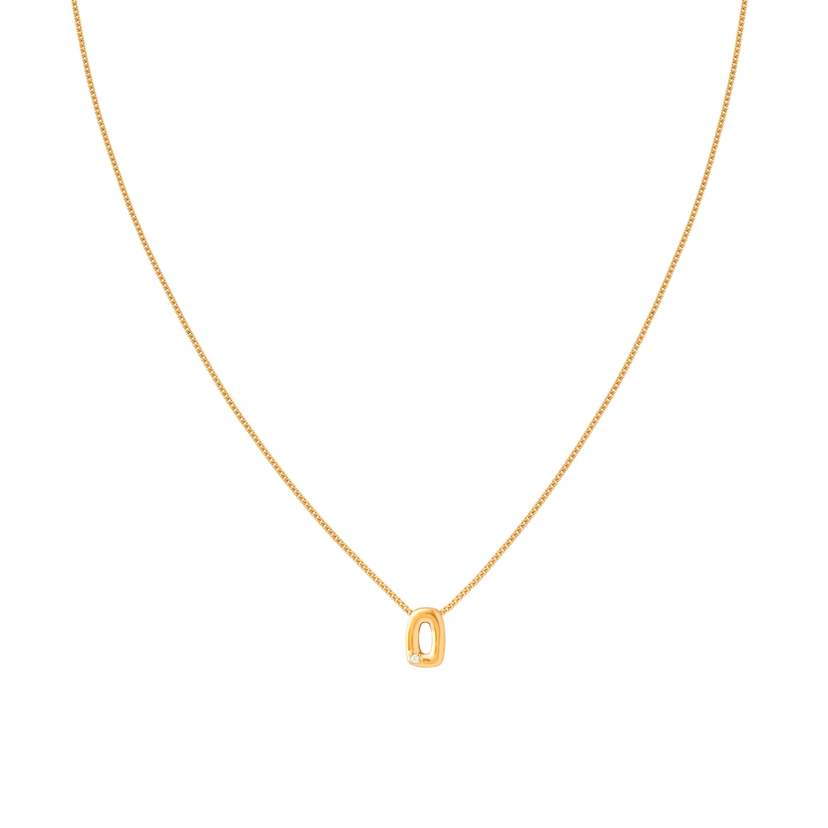 O Initial Pendant Necklace in Gold