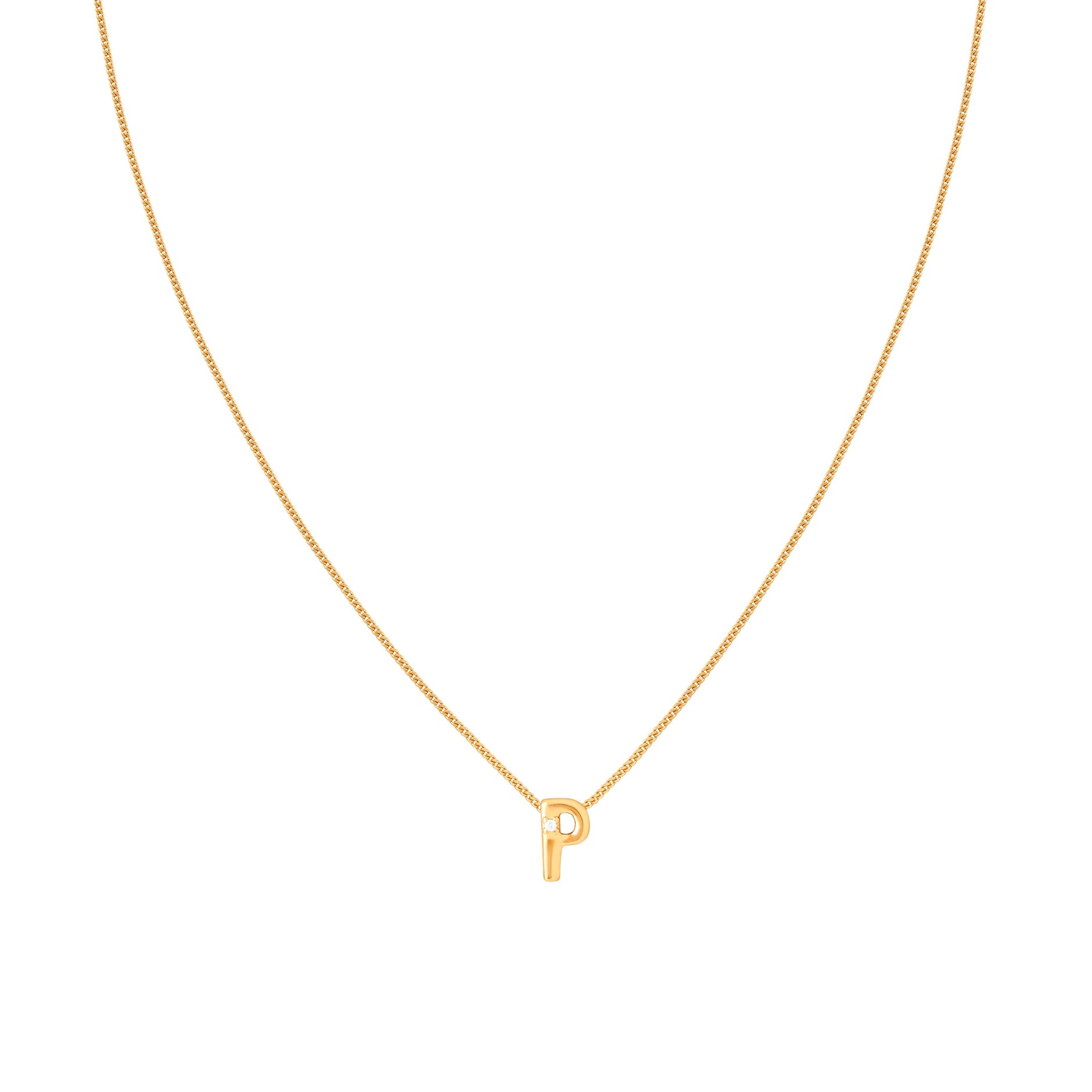 P Initial Pendant Necklace in Gold