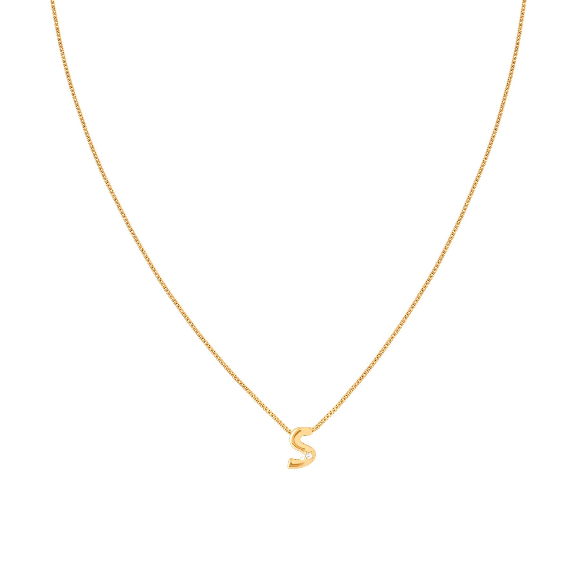 S Initial Pendant Necklace in Gold with S