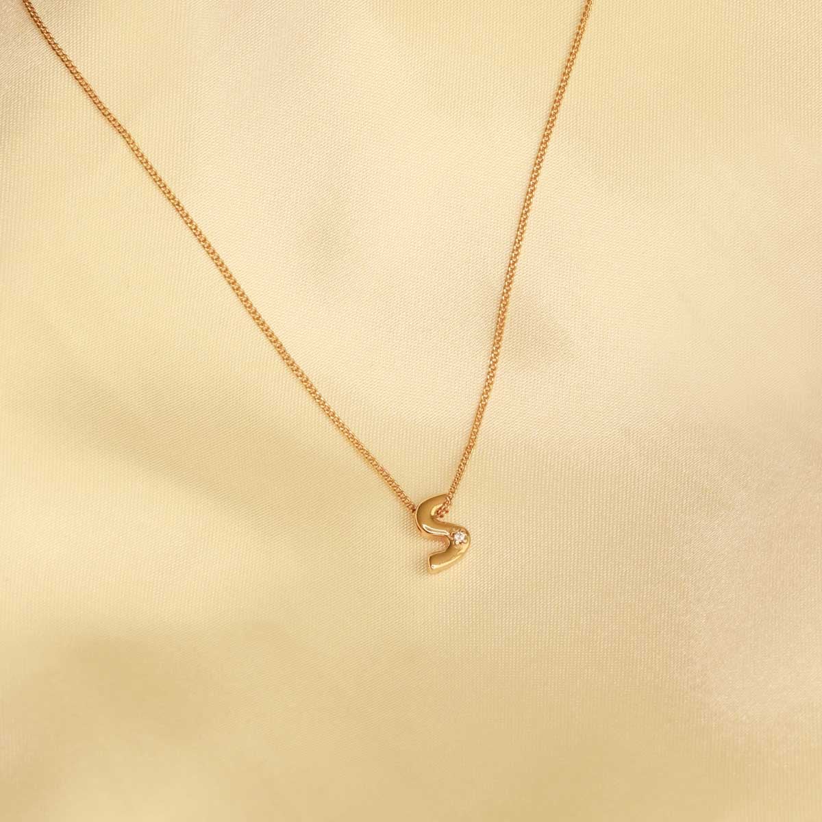 S Gold Initial Pendant Necklace