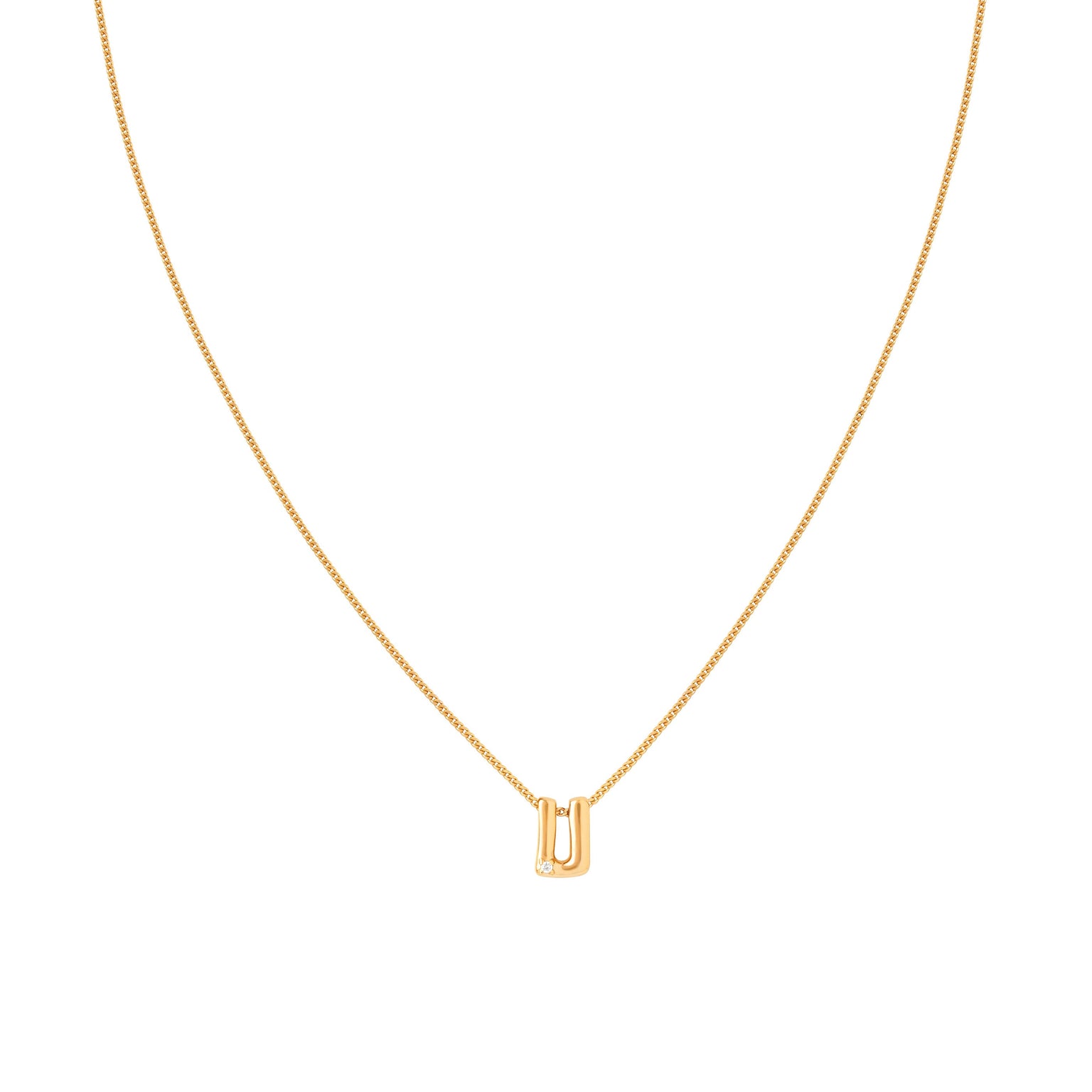 U Initial Pendant Necklace in Gold with U