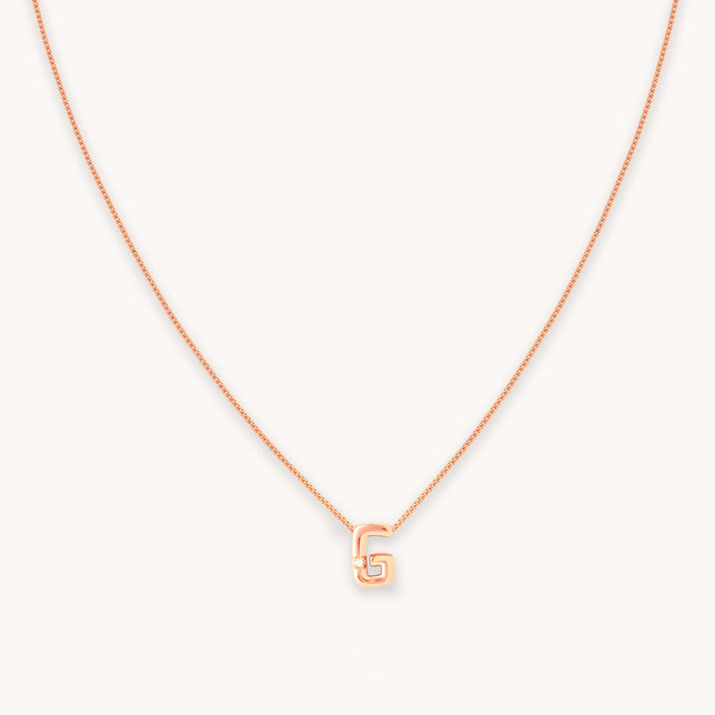 G Initial Pendant Necklace in Rose Gold