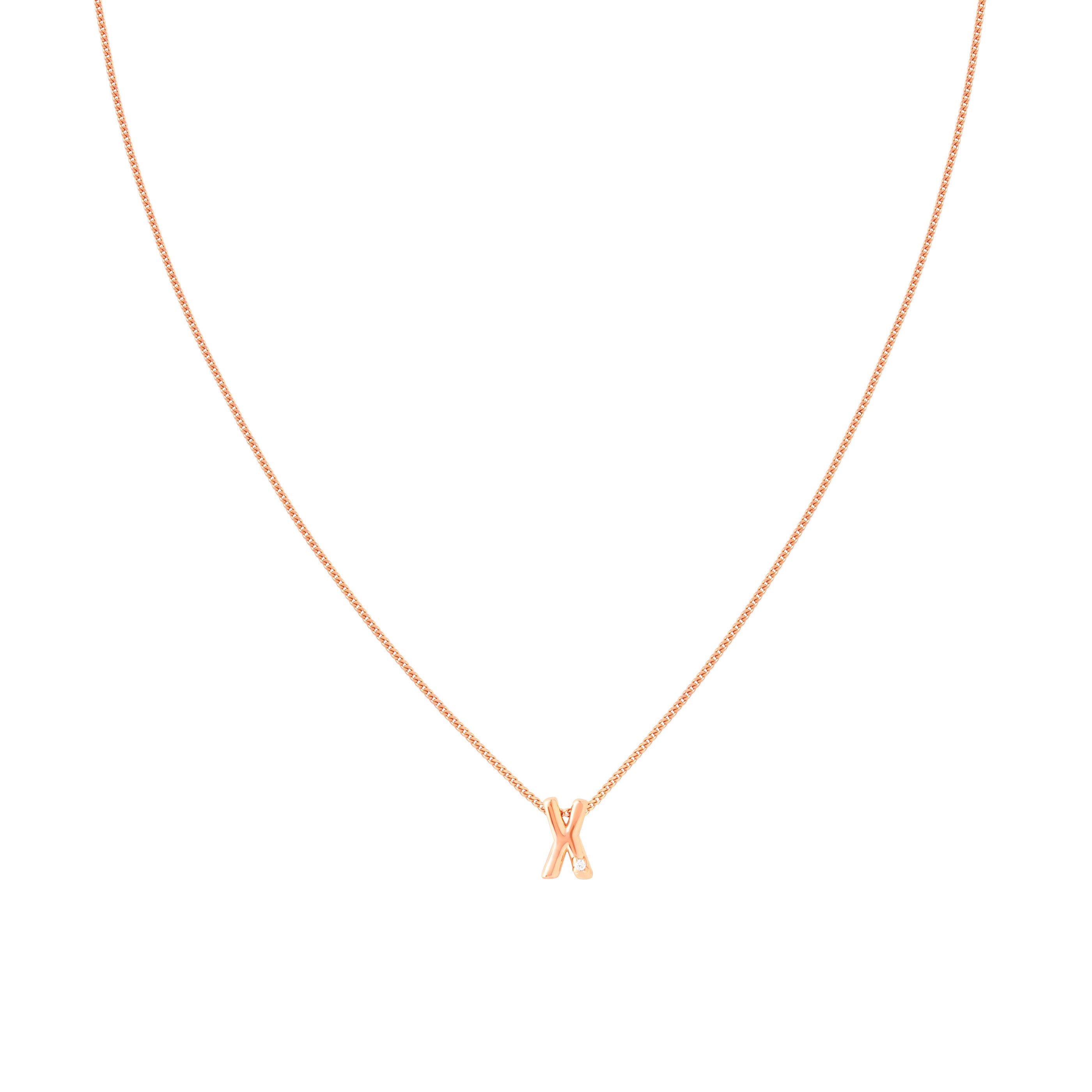 X Initial Pendant Necklace in Rose Gold