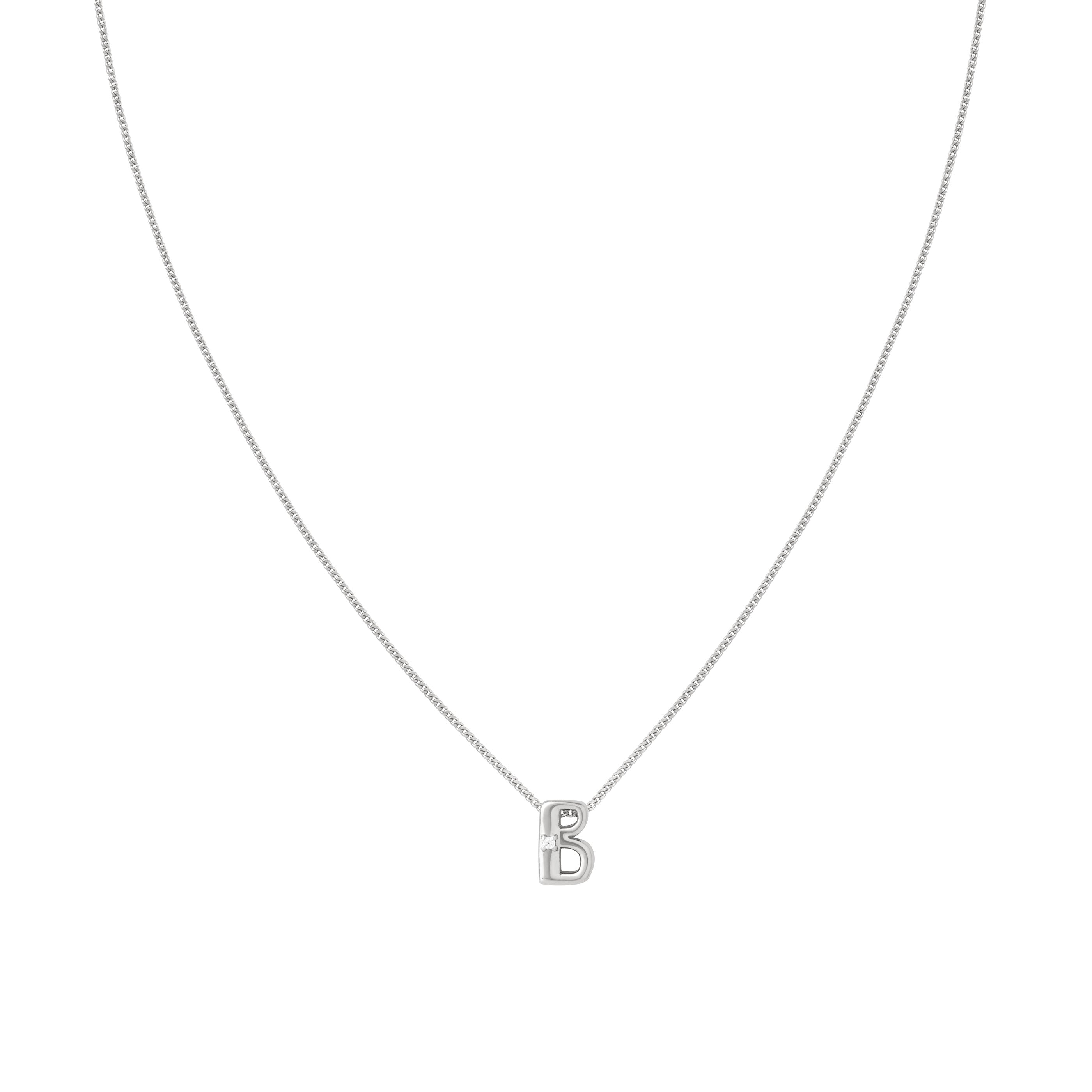 B Silver Initial Pendant Necklace | Astrid & Miyu Necklaces