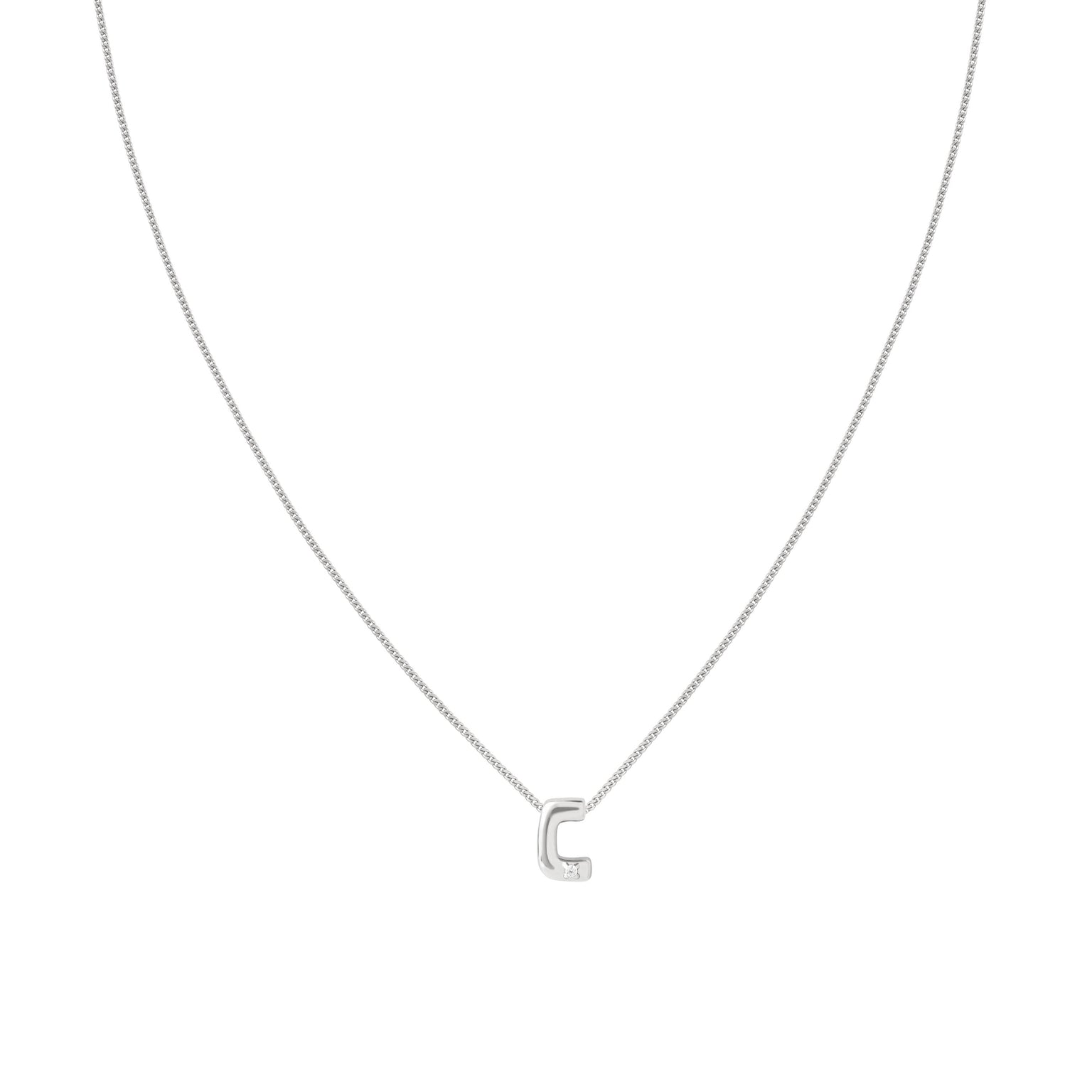 C Initial Pendant Necklace in Silver