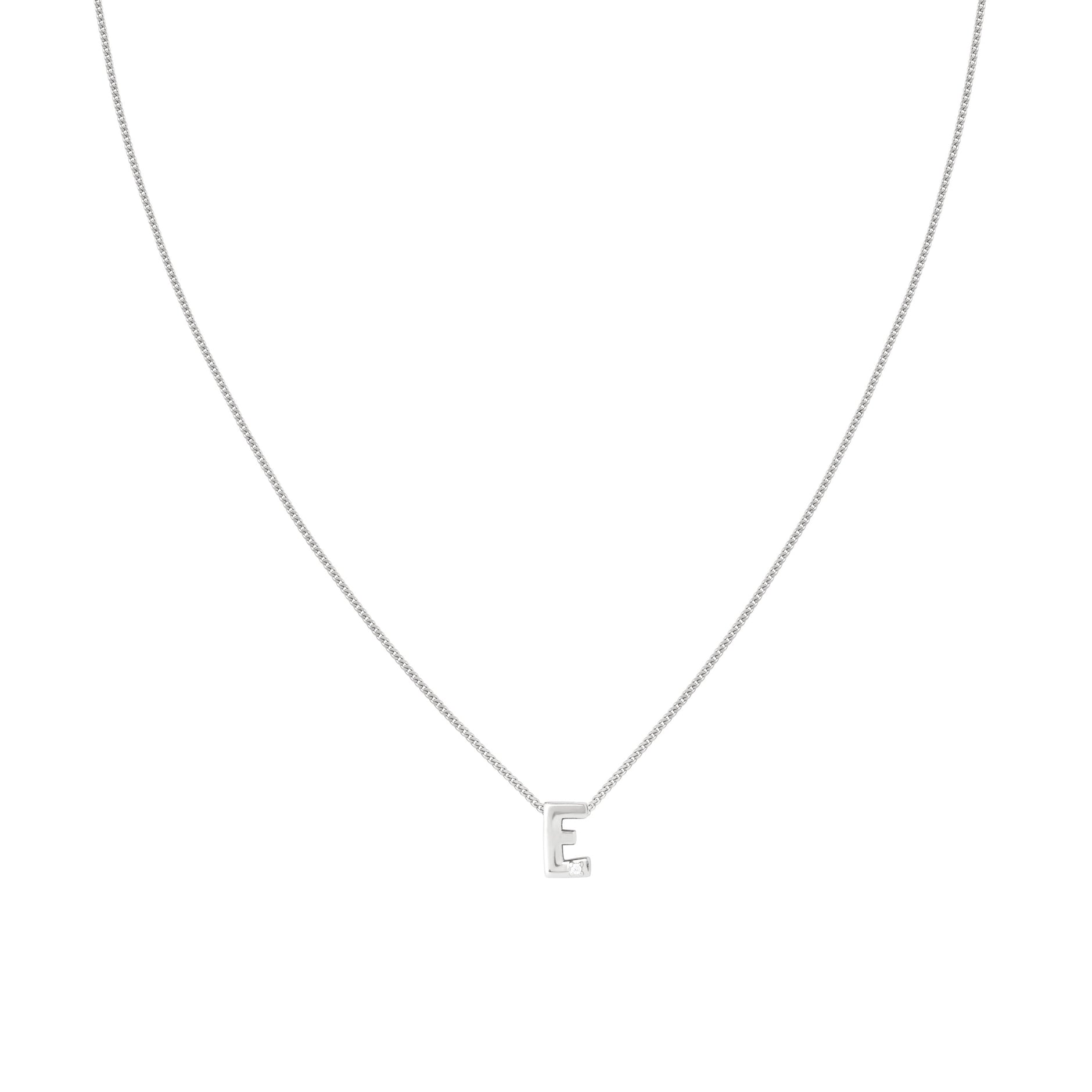 E Initial Pendant Necklace in Silver
