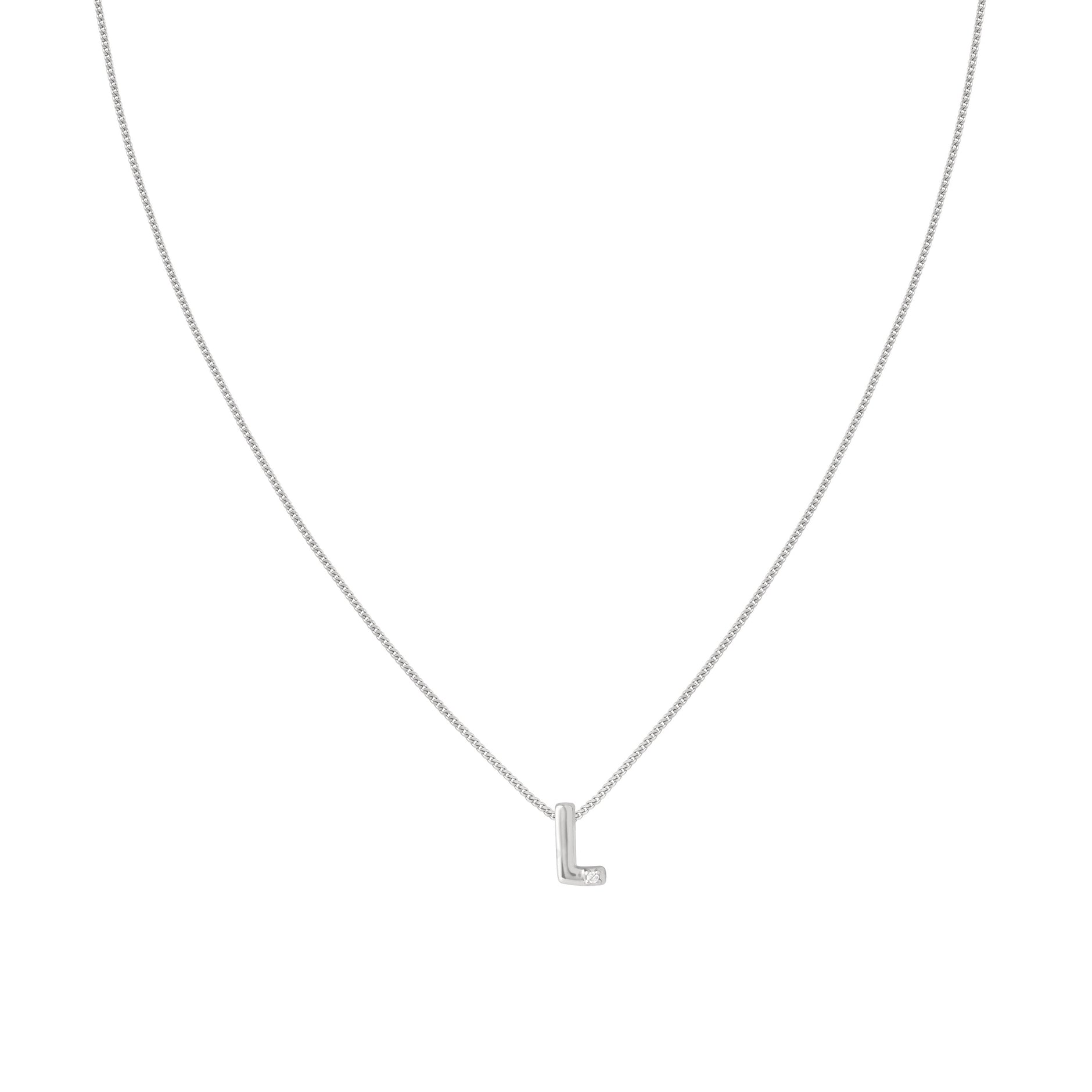 L Initial Pendant Necklace in Silver