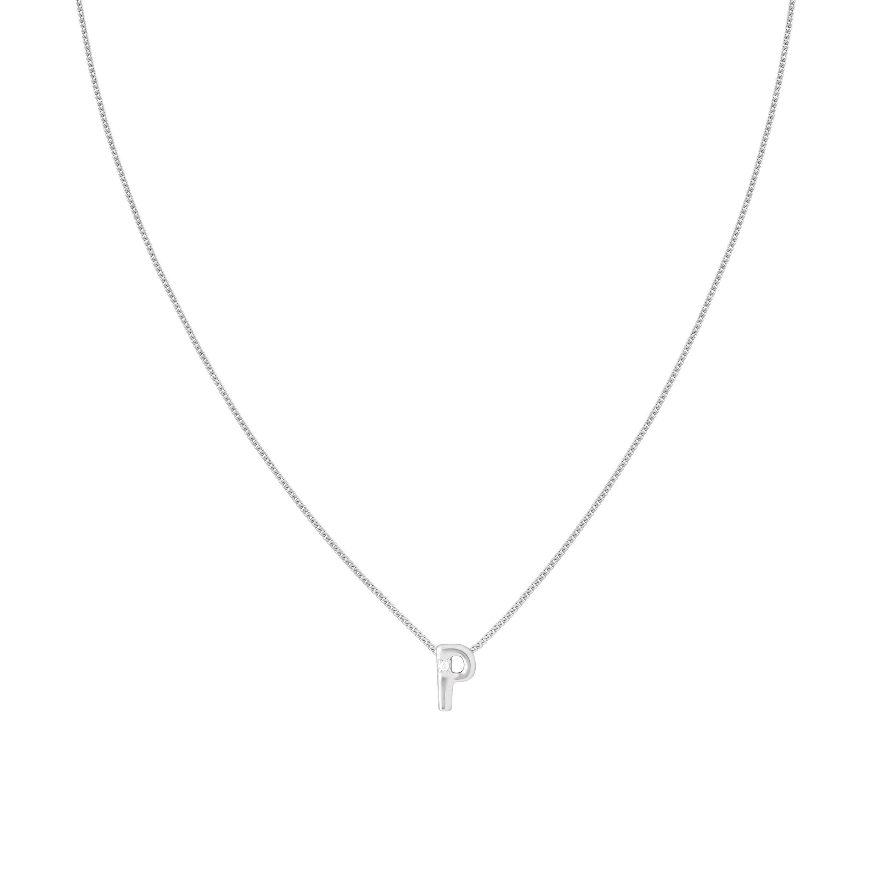 P Initial Pendant Necklace in Silver