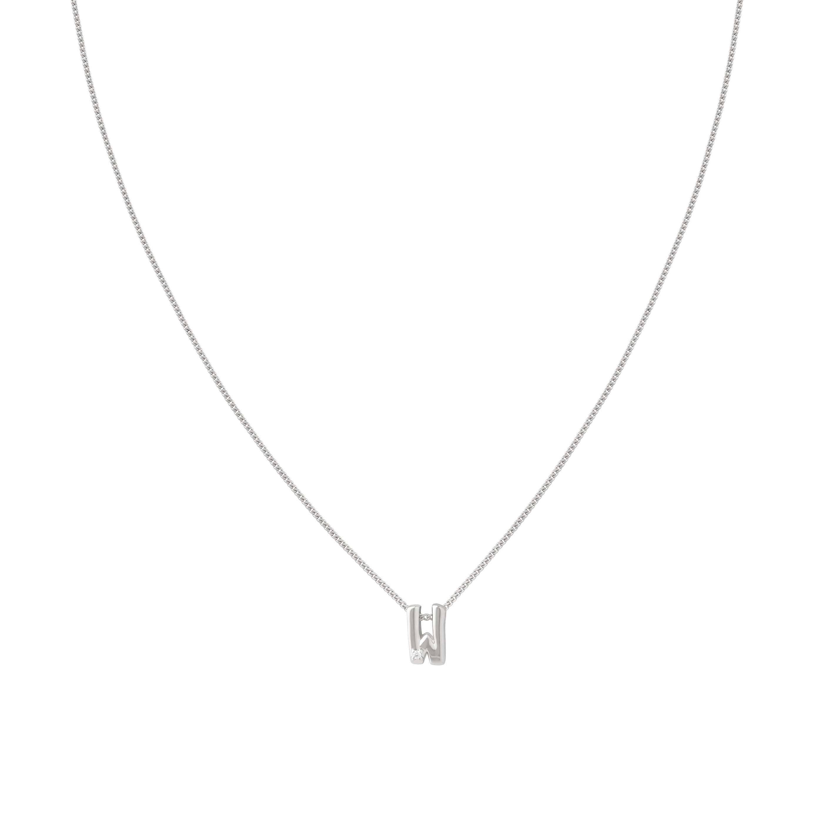 W Initial Pendant Necklace in Silver with W