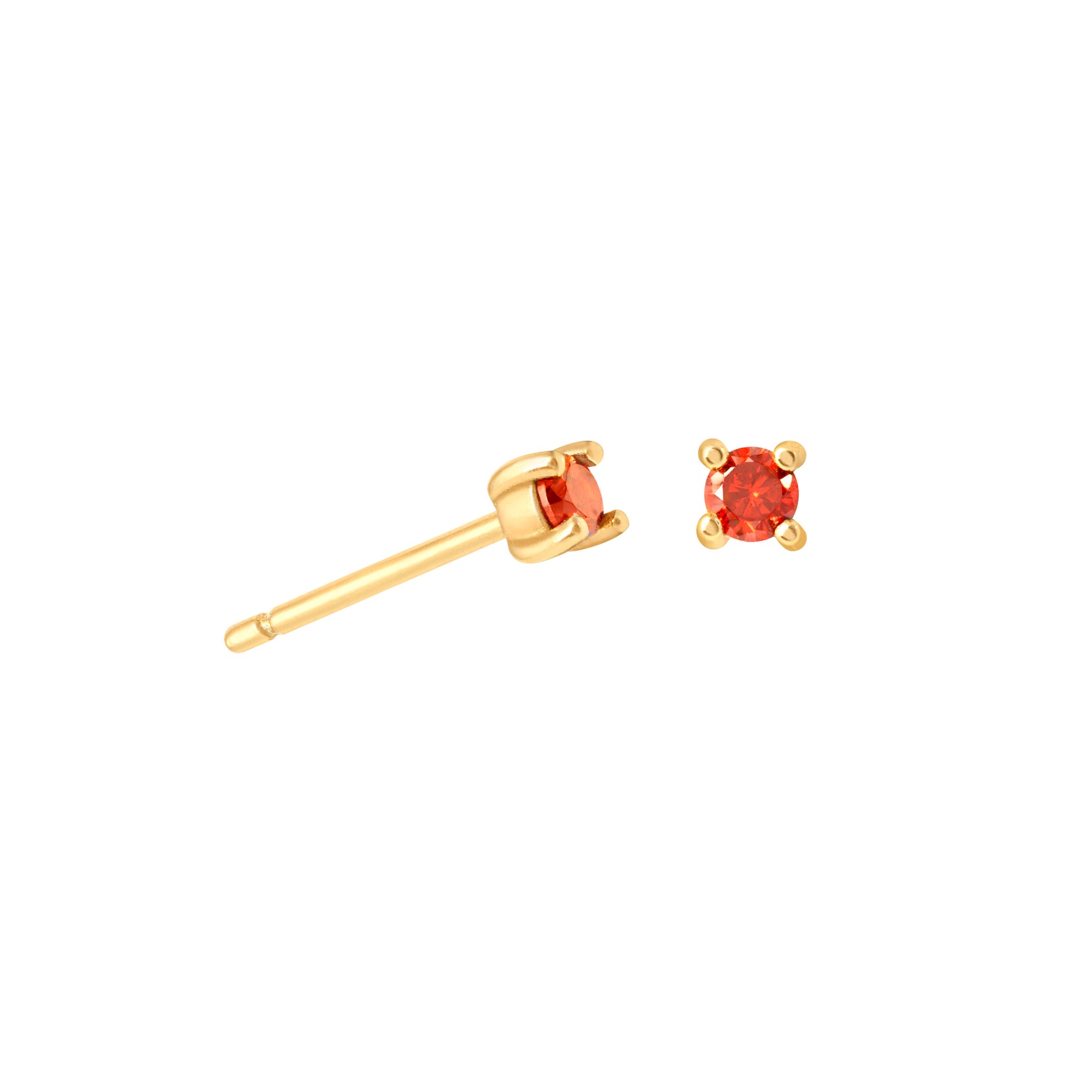 January Birthstone Stud Earrings in Gold with Garnet CZ