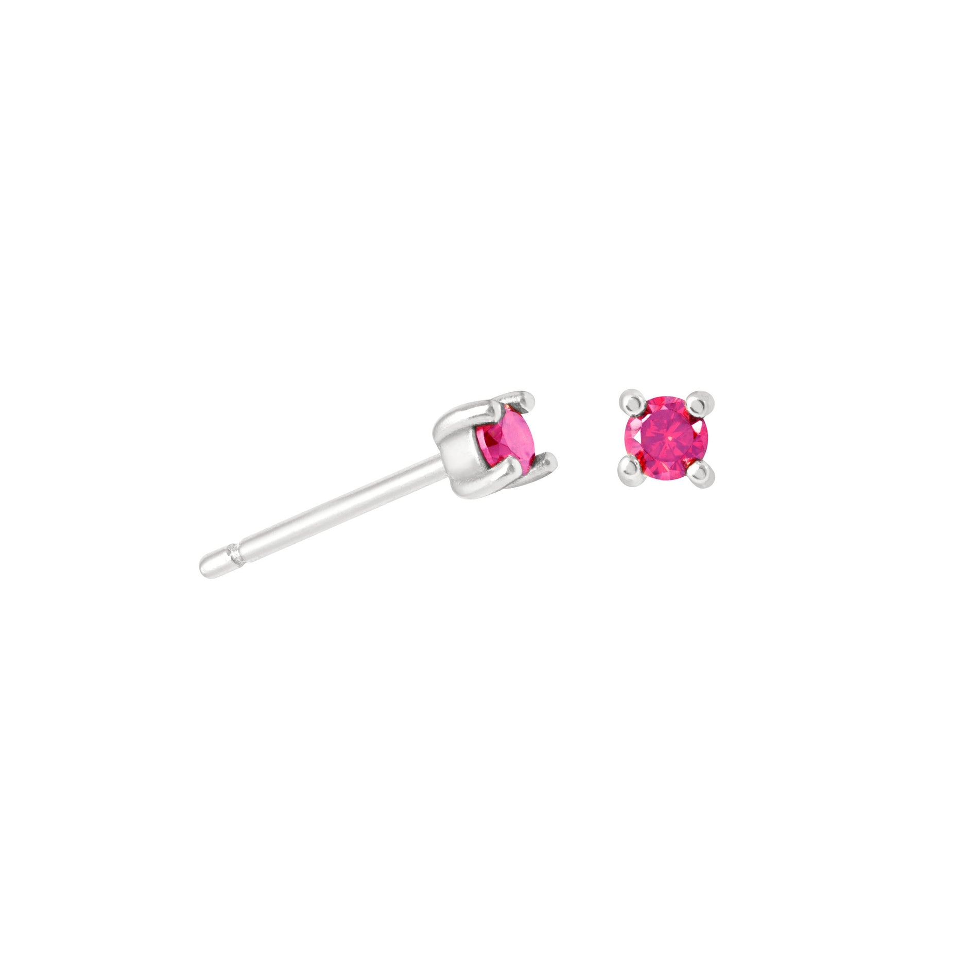 July Birthstone Stud Earrings in Silver with Ruby CZ